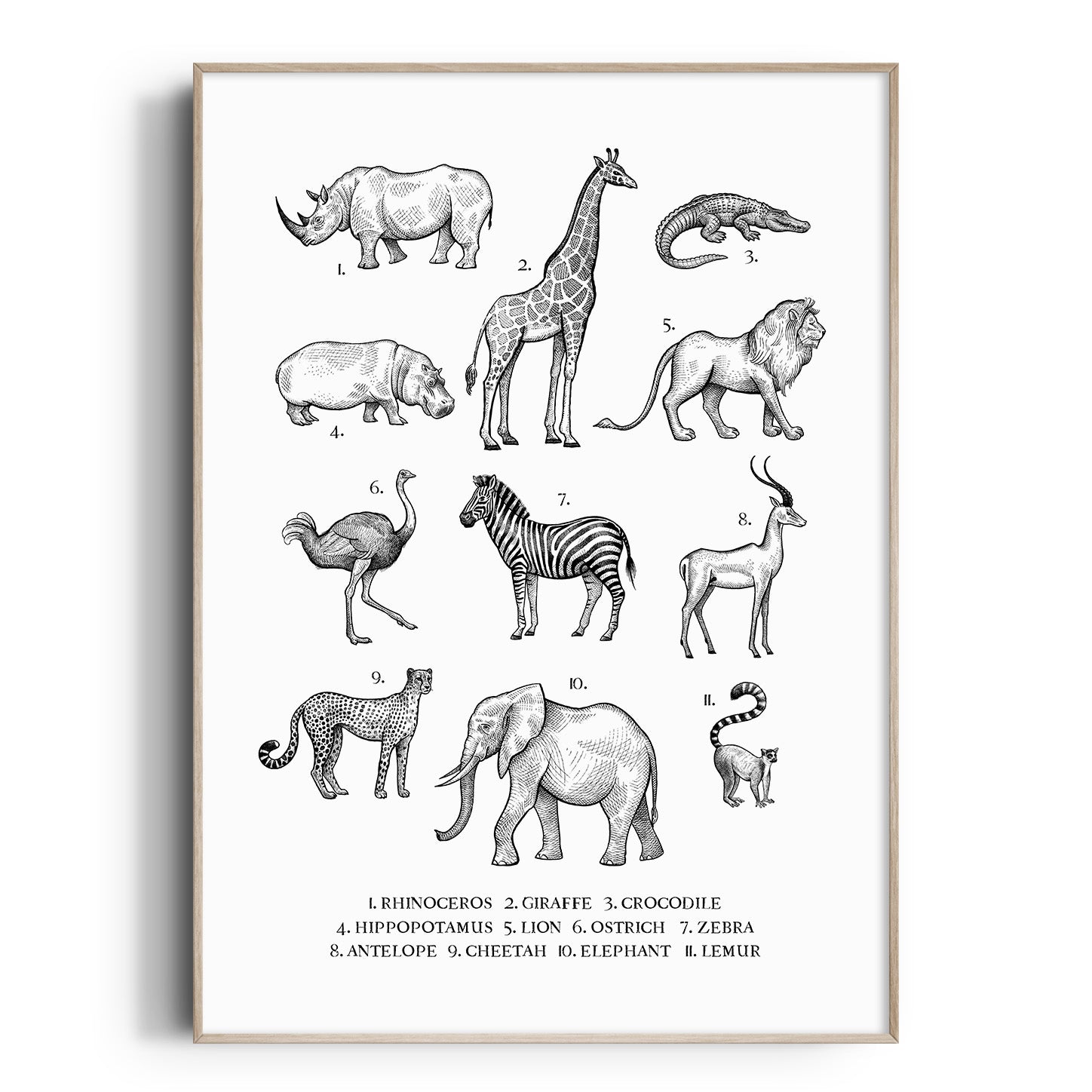 White Safari Animal Black And White Animal Prints For Nursery