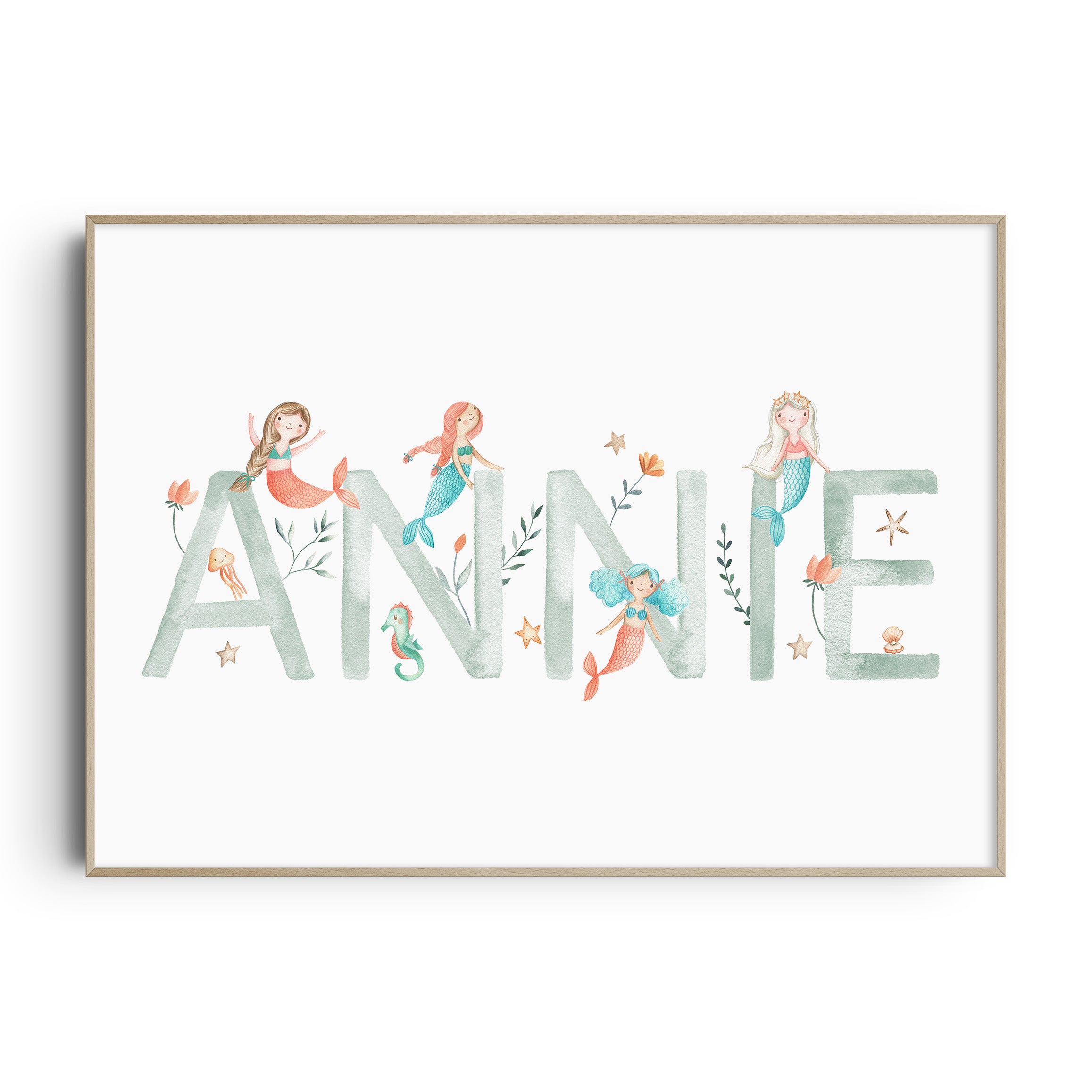 Mermaid Nursery Print | Personalised Nursery Wall Art | Girls Room ...