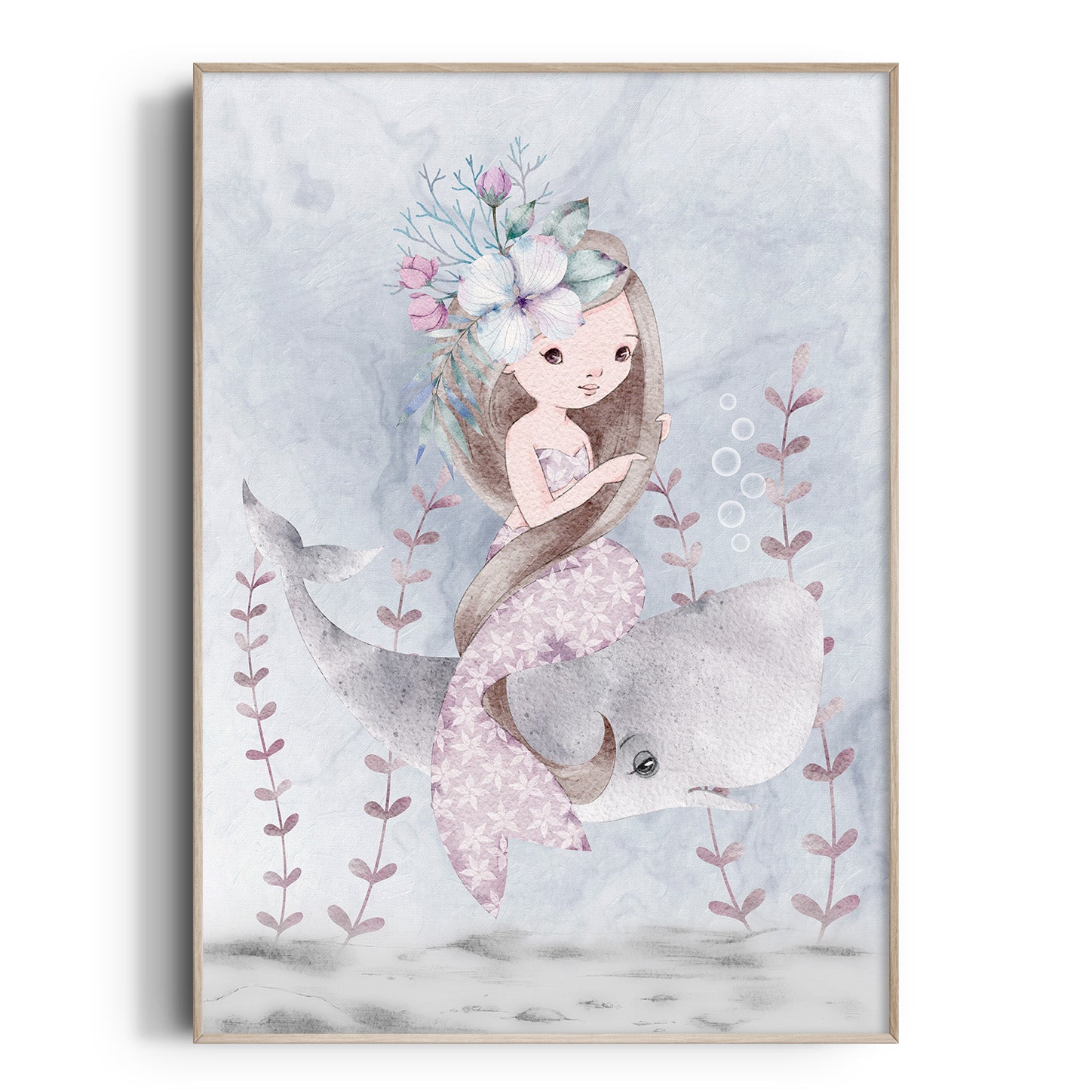 Mermaid Nursery Print Ocean Nursery Wall Art Girls Room Decor