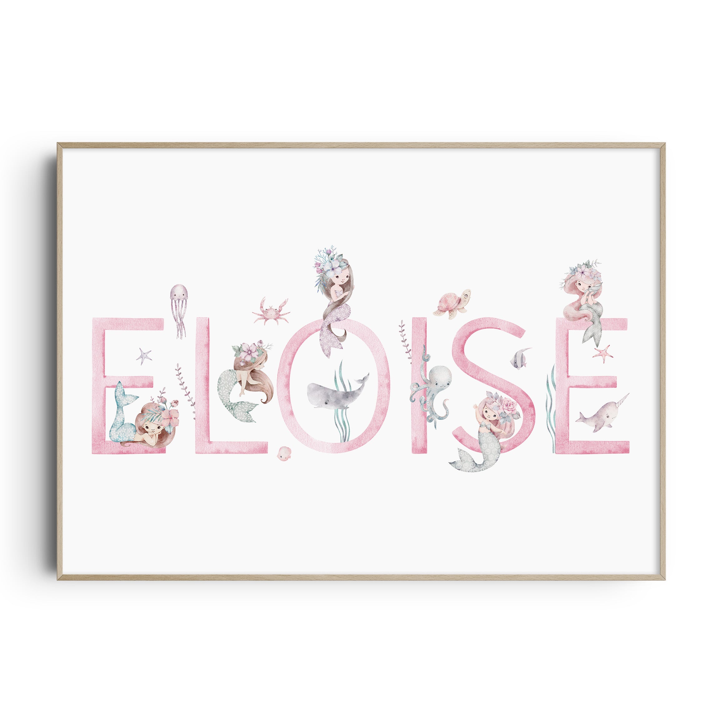Mermaid Nursery Print | Personalised Nursery Wall Art | Girls Room ...