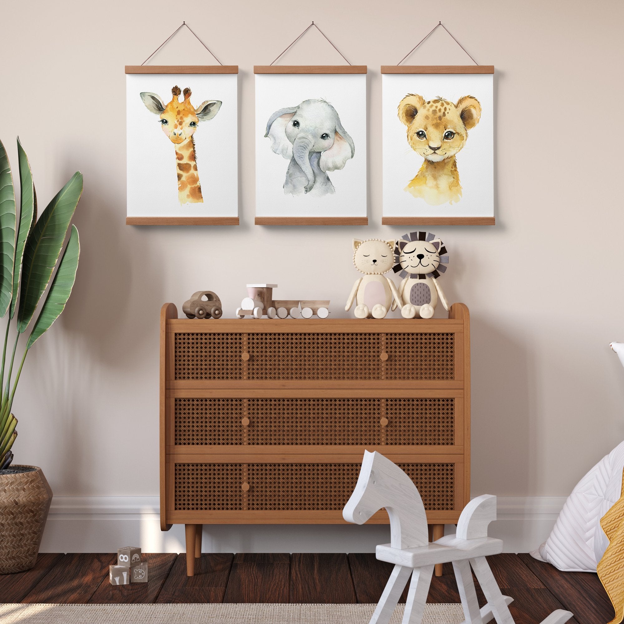 Safari Animal Nursery Prints Giraffe, Lion Elephant The Kids