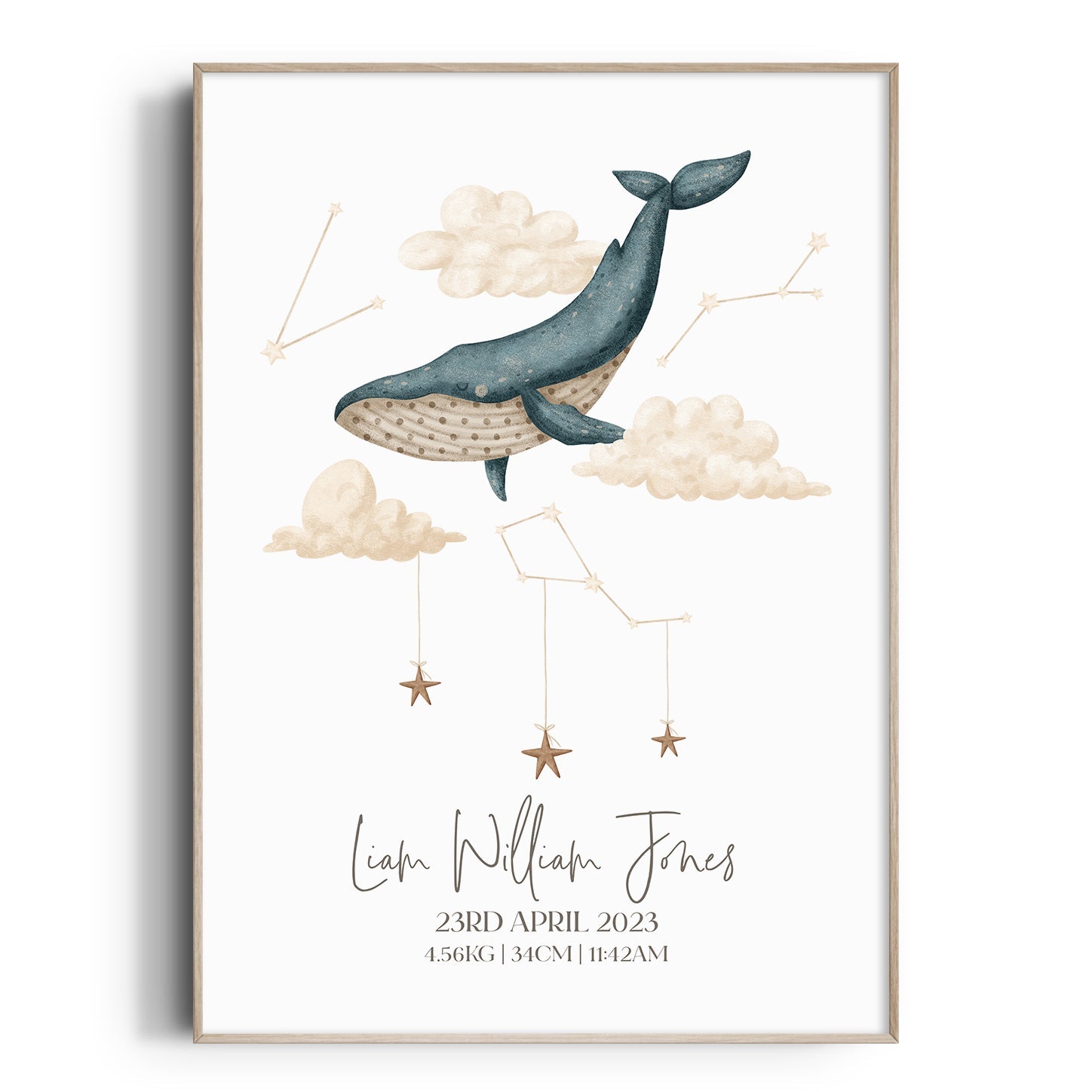 Ocean Nursery Wall Art Whale Birth Print The Kids Print Store The