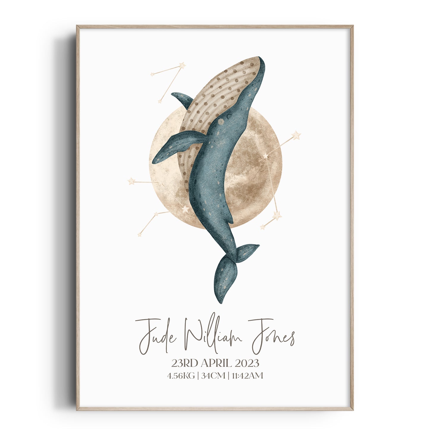 Ocean Nursery Wall Art Whale Birth Print The Kids Print Store The