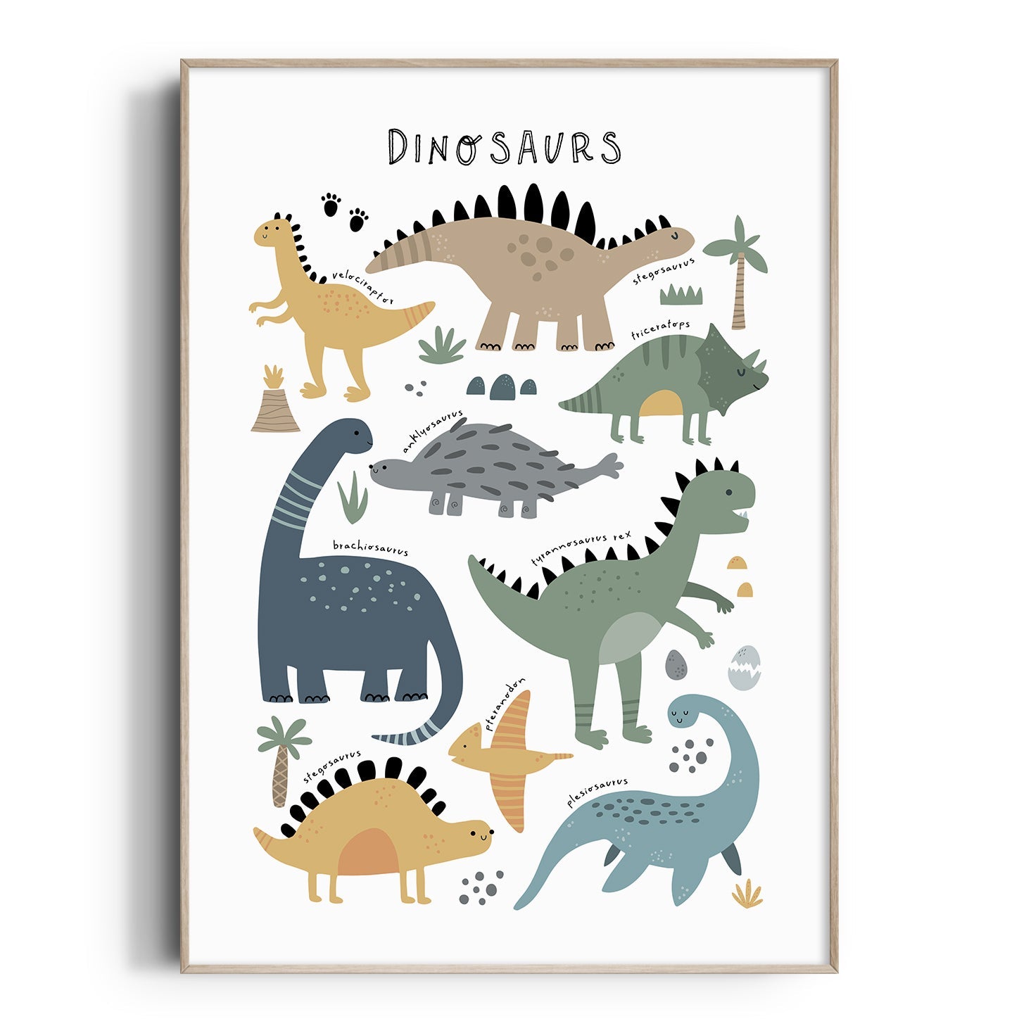Wisdom Learning Dinosaurs Wall Chart - Educational Poster For Toddlers & Kids | A3 Size Dry-Erase Wall Art For Classroom Or Home
