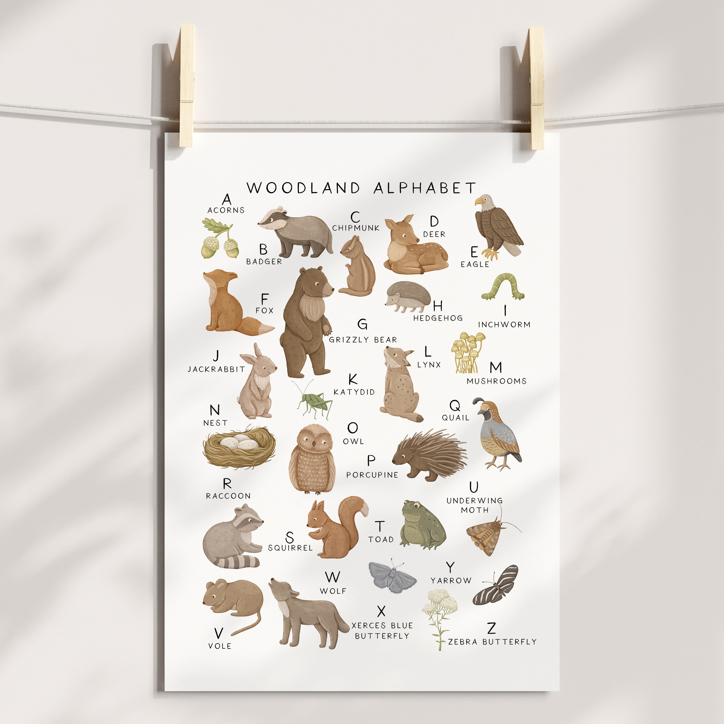 Woodland Alphabet, Numbers & Name Prints