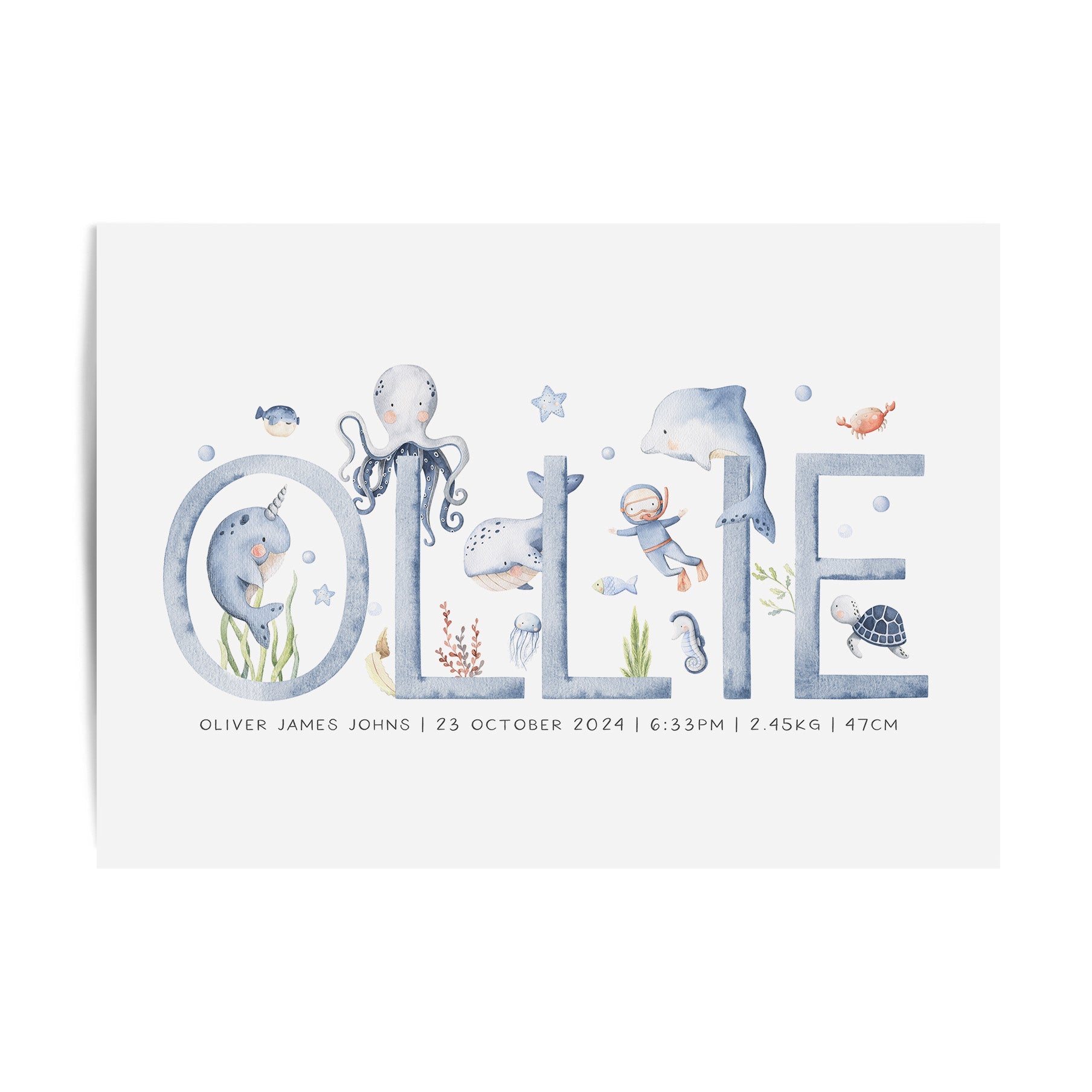 Sea Animals Name Print