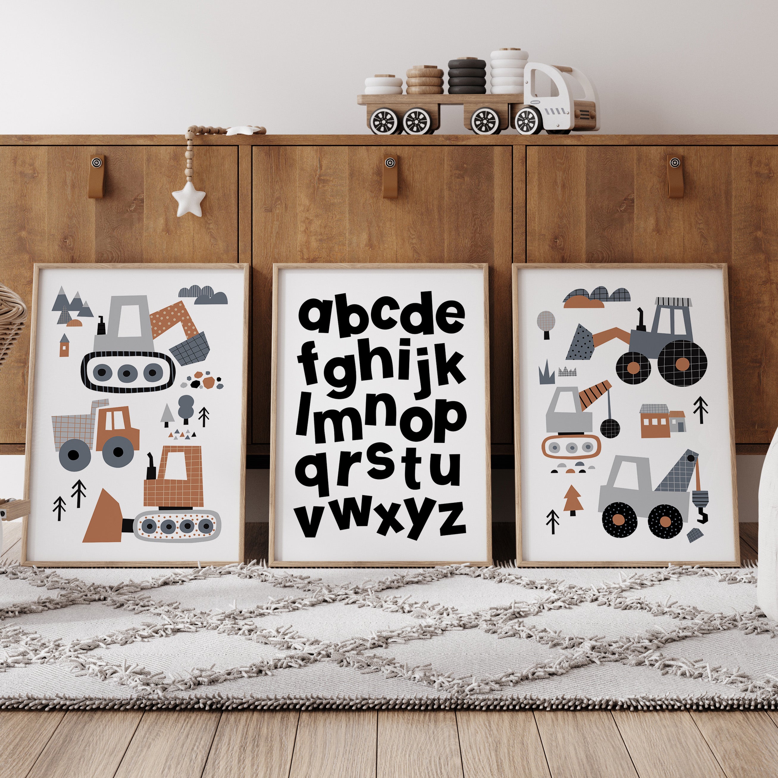 Construction Trucks & Alphabet Prints