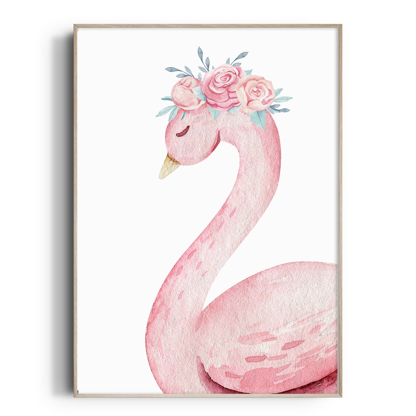 Pink Floral Swan Print