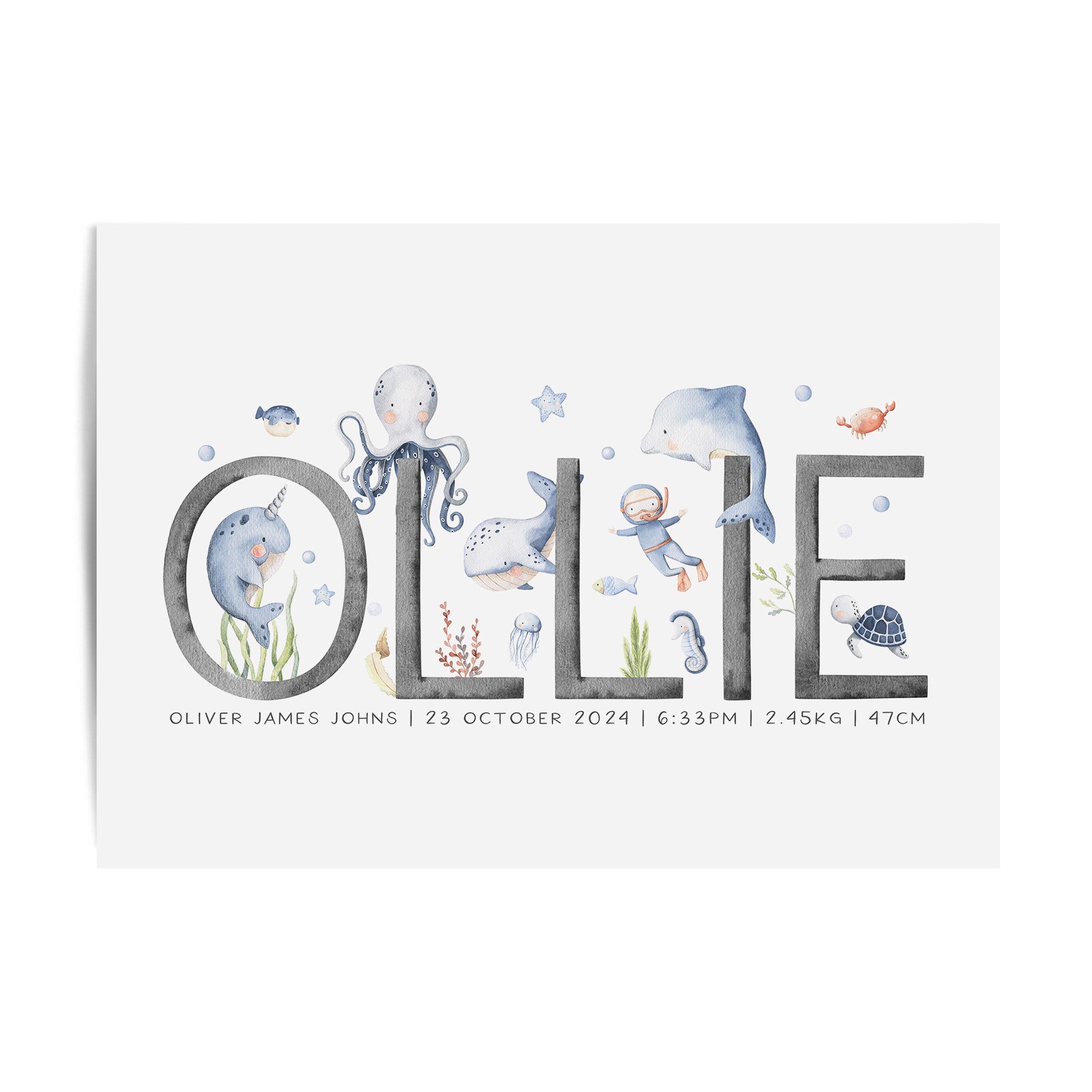 Sea Animals Name Print