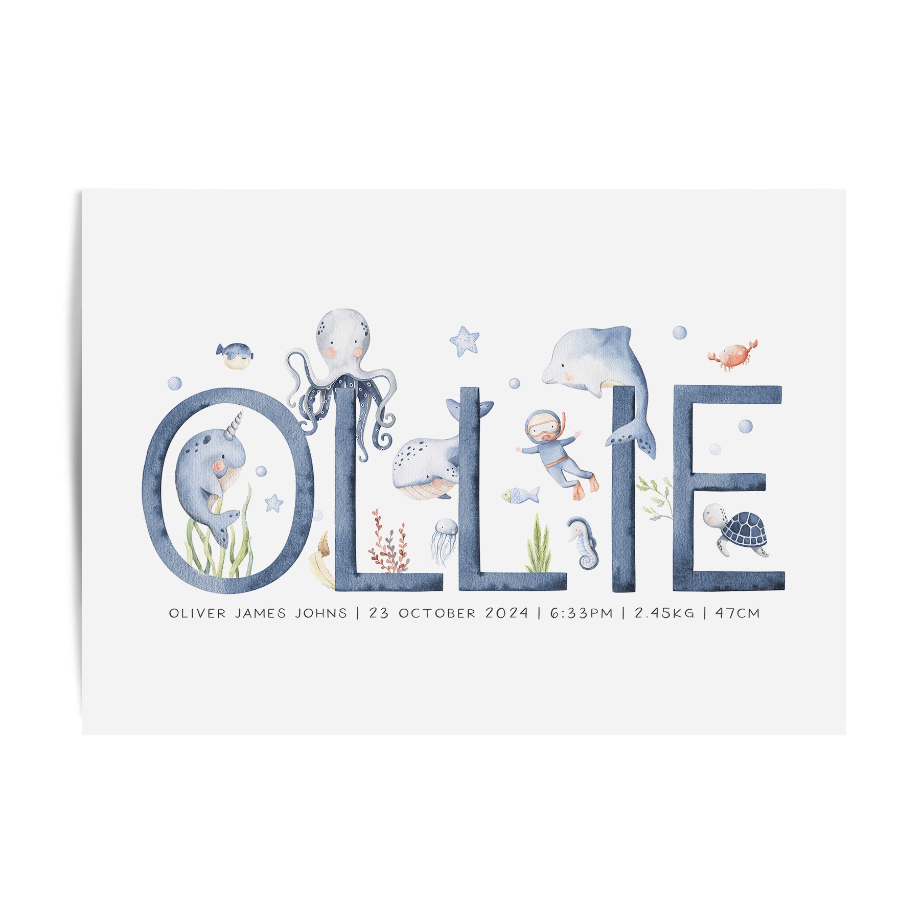 Sea Animals Name Print