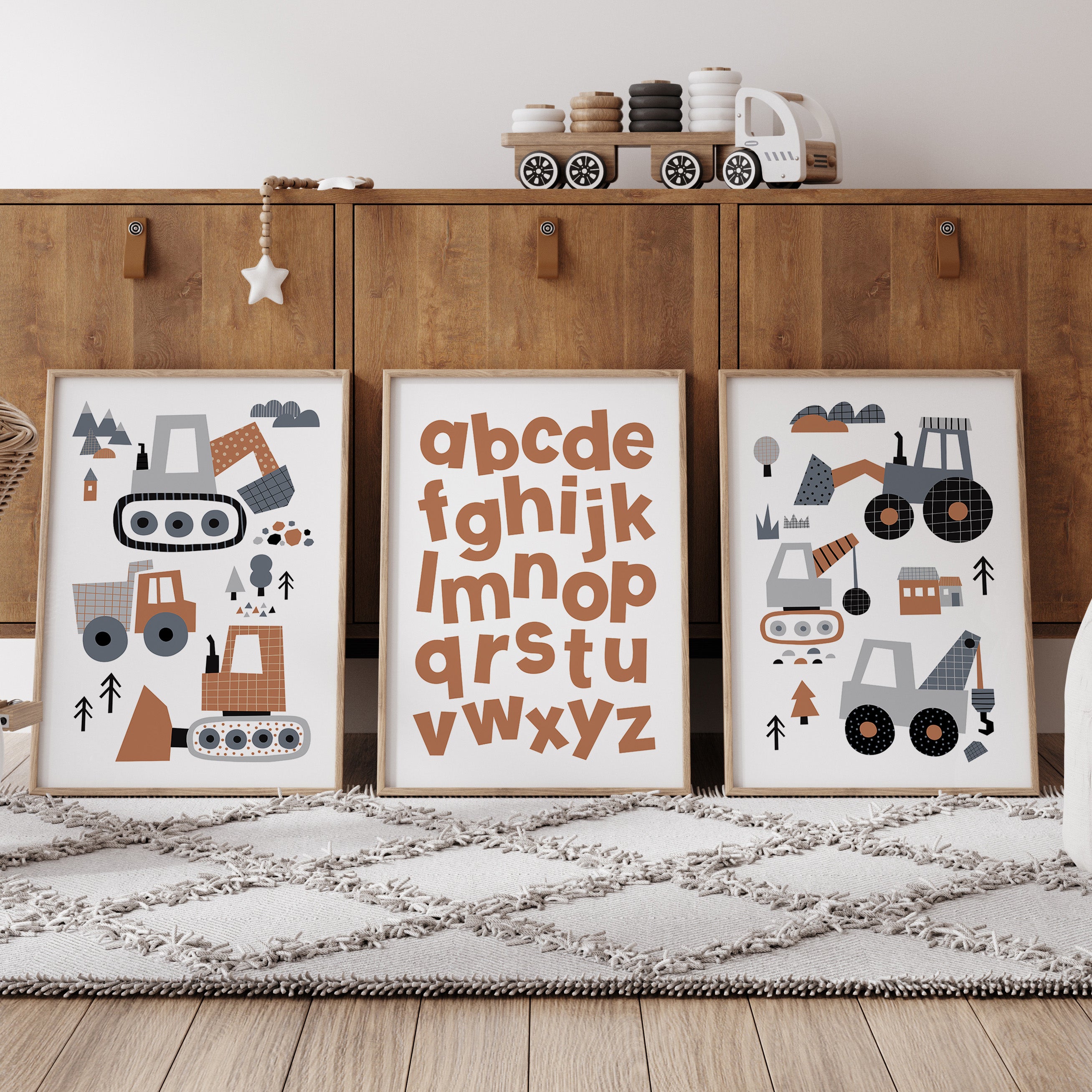 Construction Trucks & Alphabet Prints