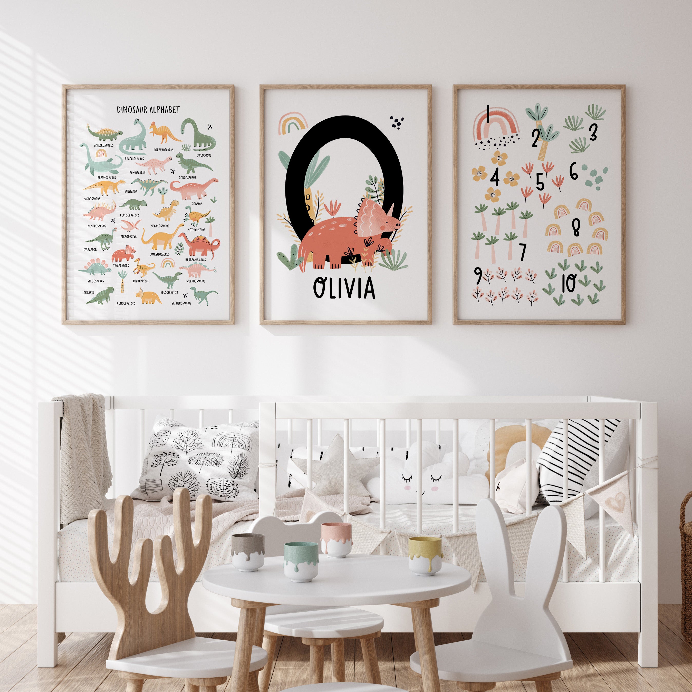 Dinosaur Name, Alphabet & Numbers Prints - Choose Your Dinosaur