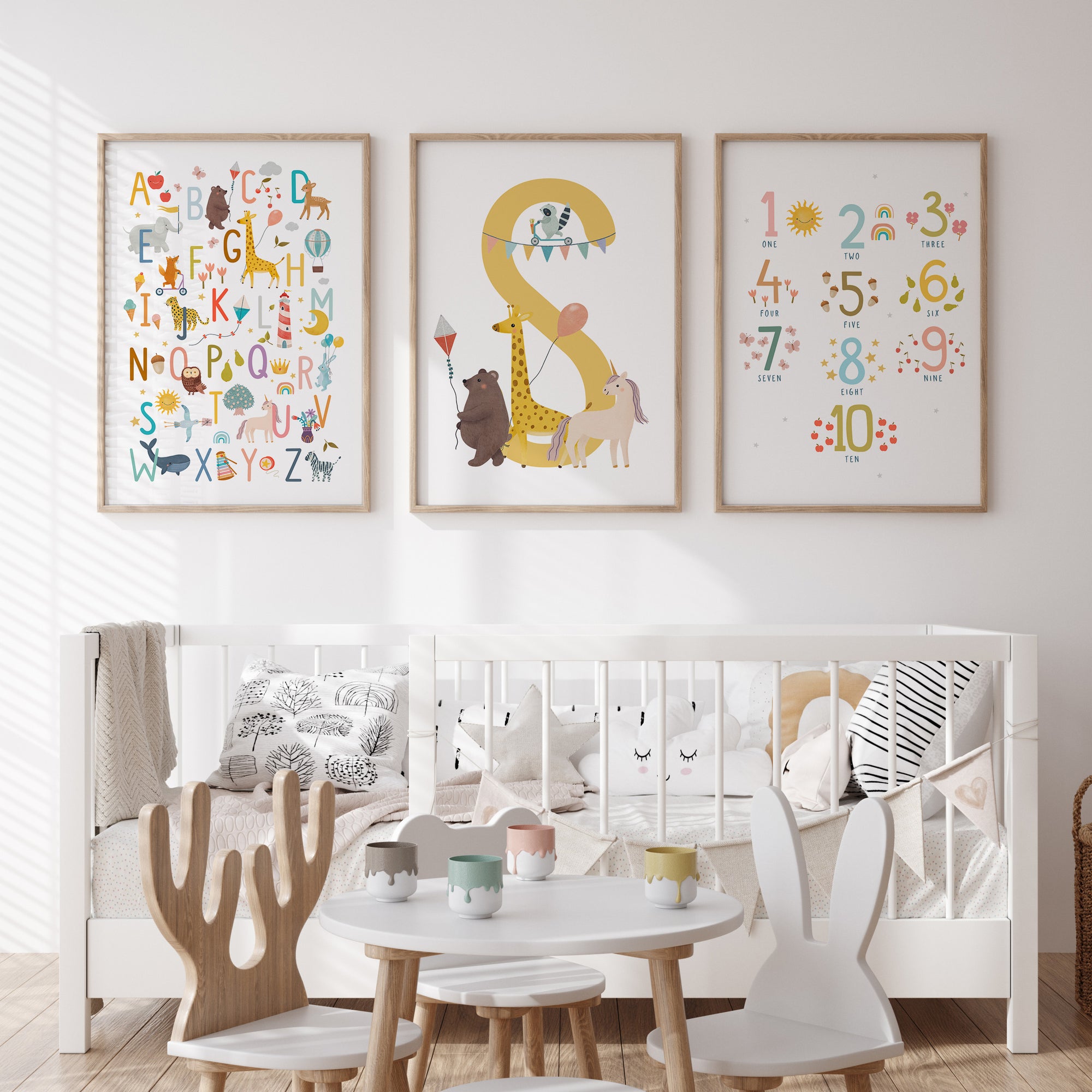 Animal Nursery Wall Art | Alphabet Nursery Prints | Numbers Poster ...