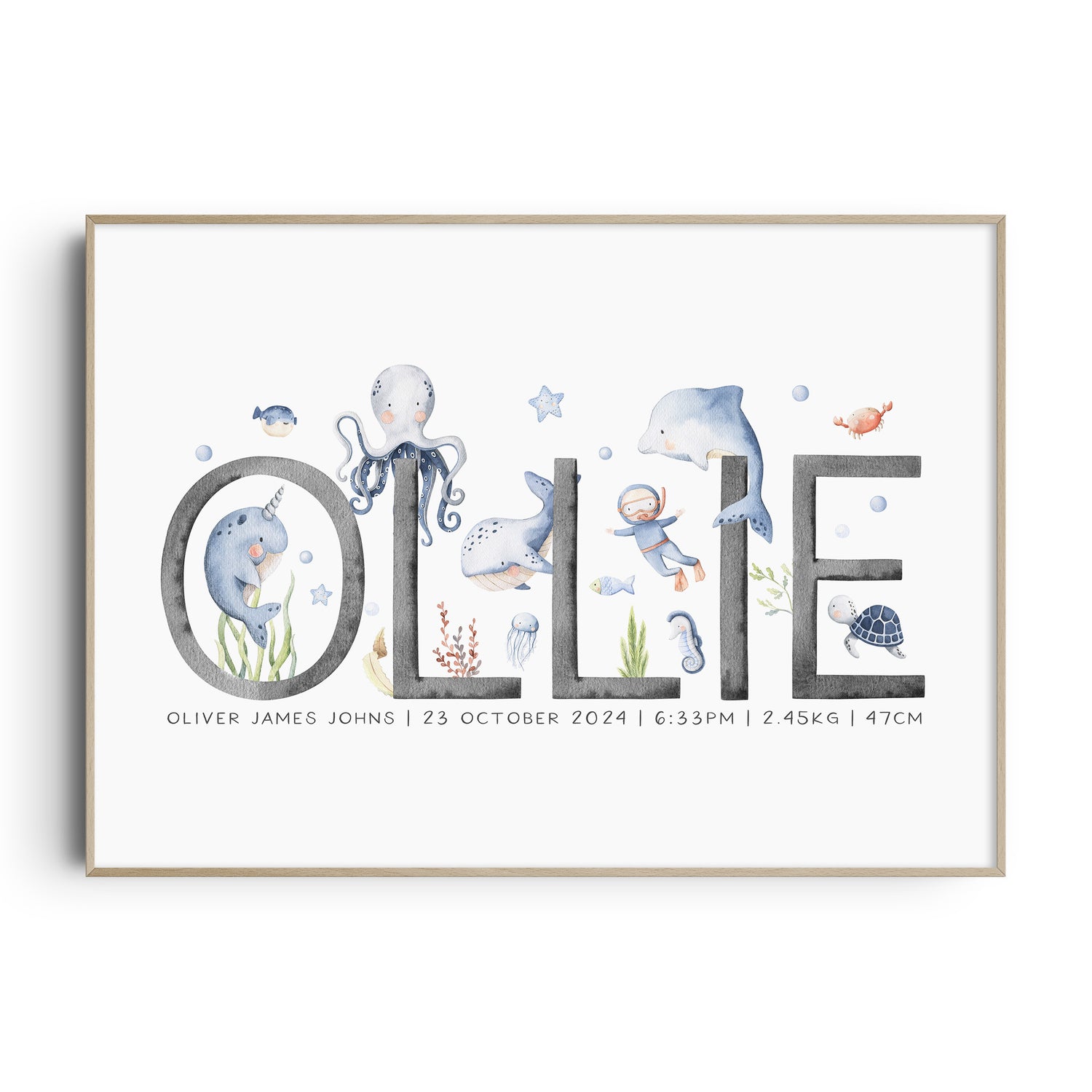 Sea Animals Name Print