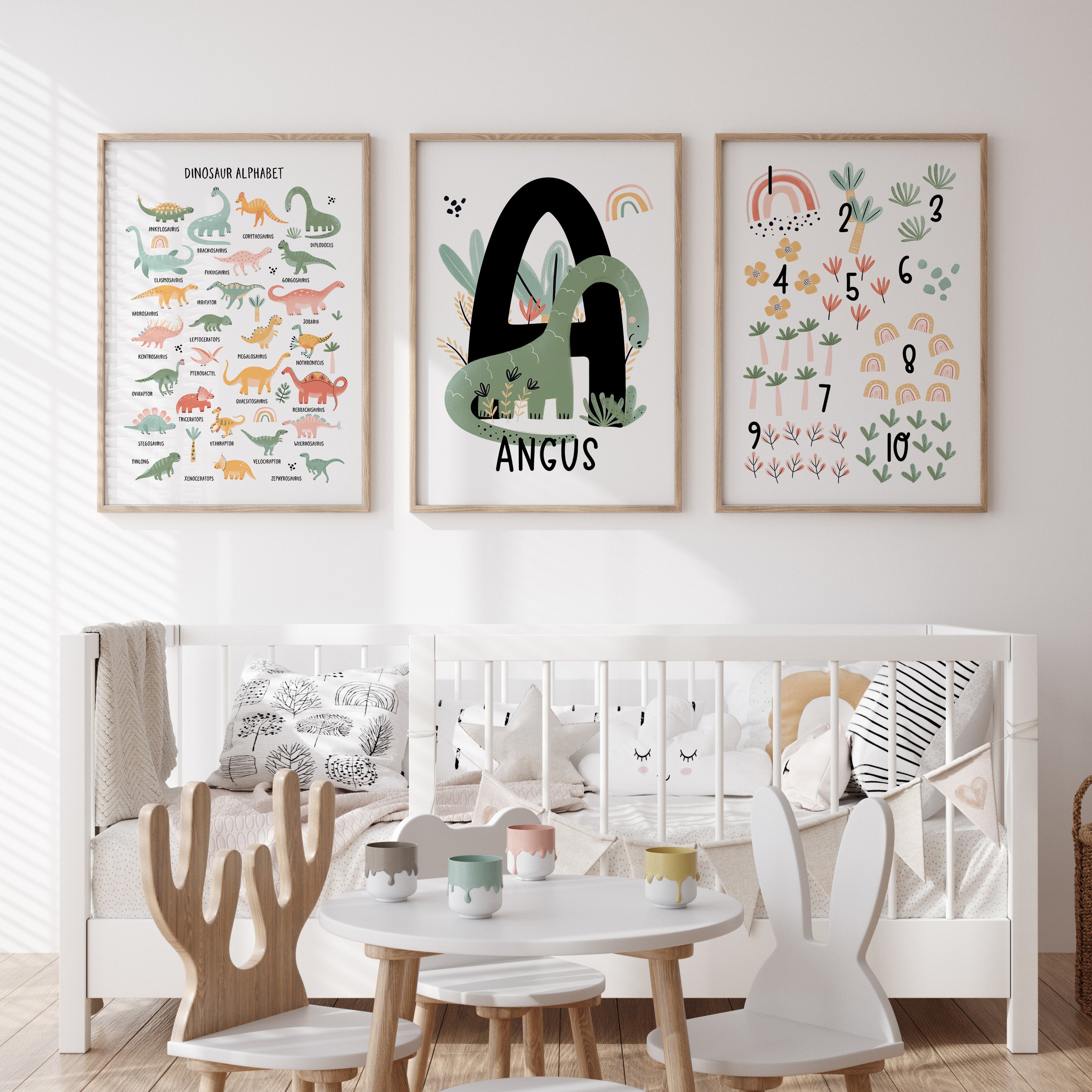 Dinosaur Name, Alphabet & Numbers Prints - Choose Your Dinosaur