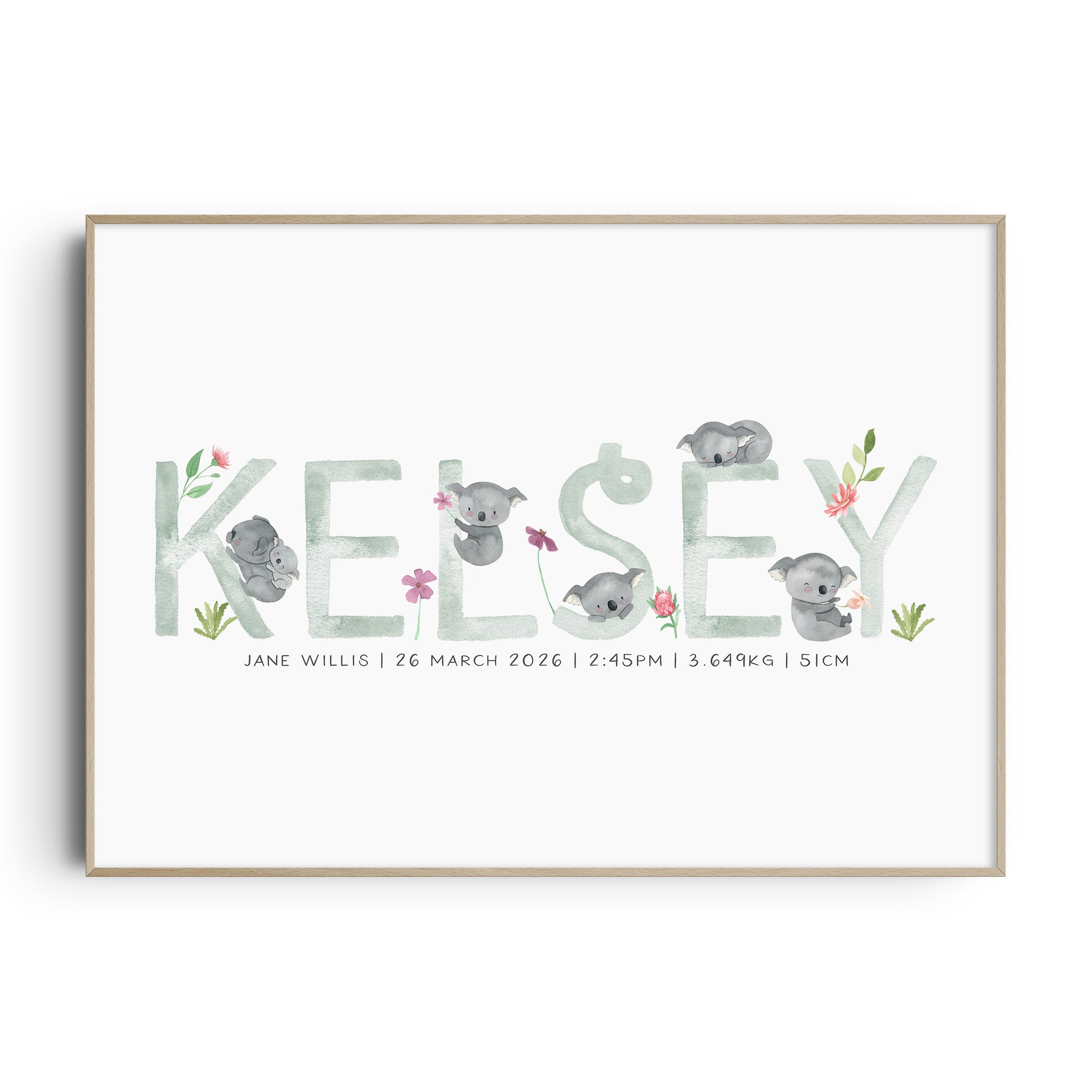 Floral Koala Name Print