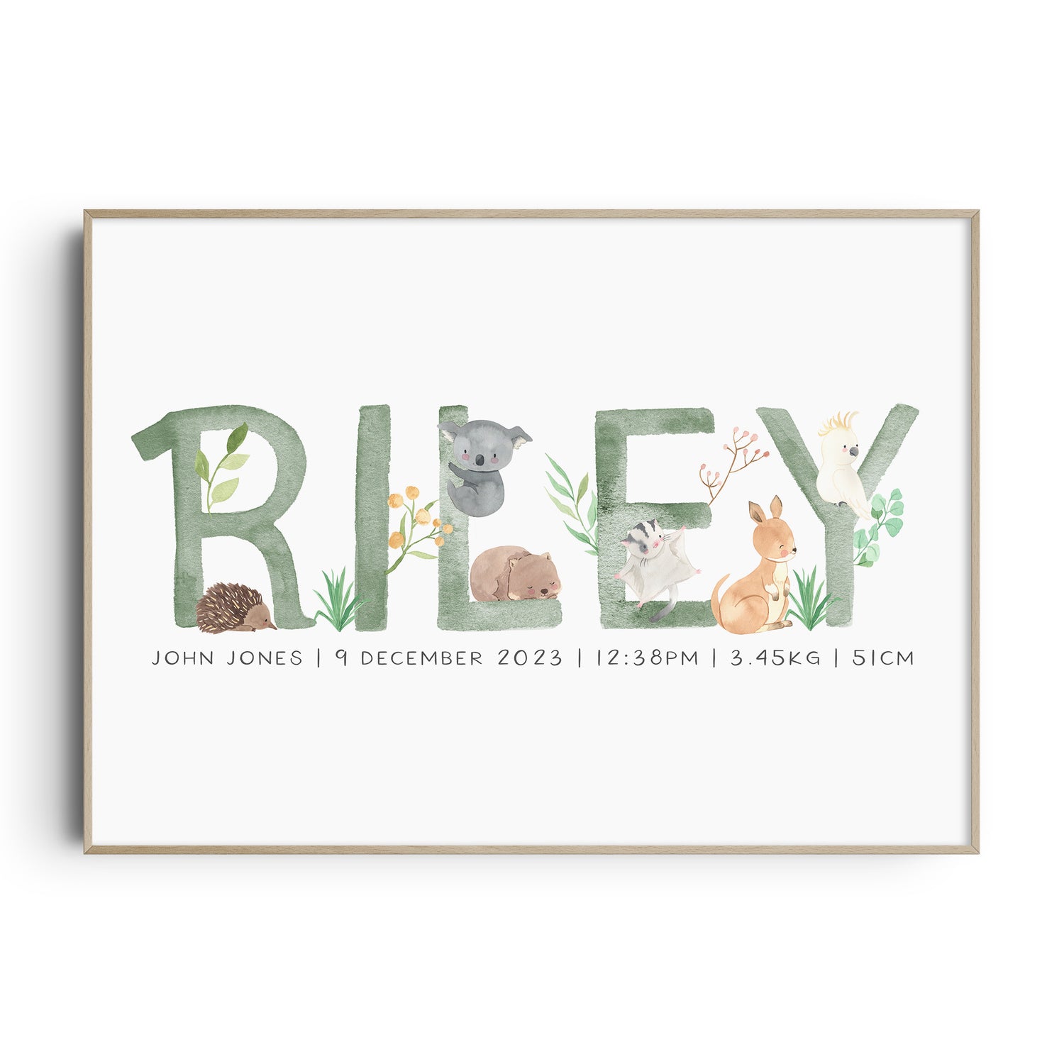 Australian Animals Name Print