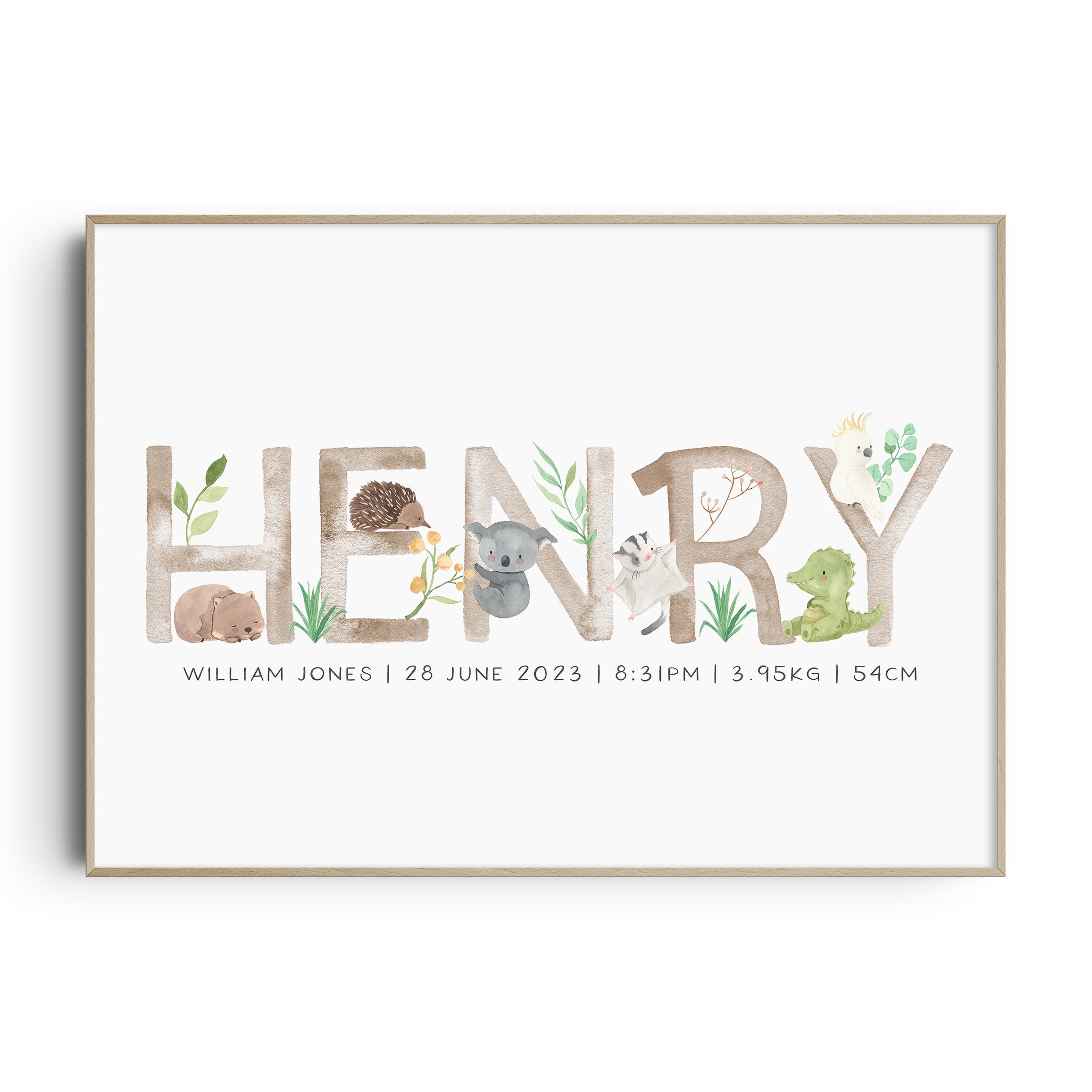 Australian Animals Name Print