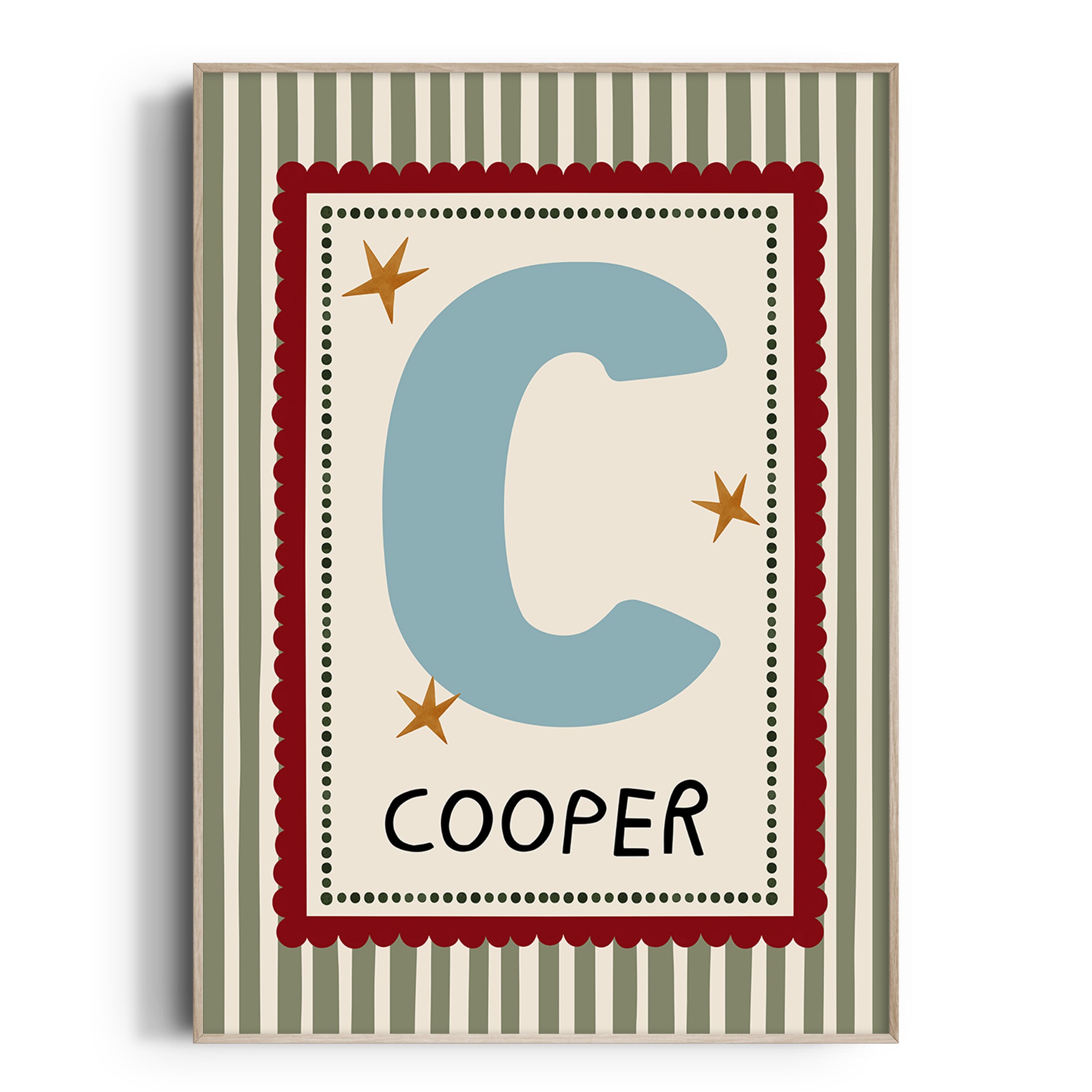 Green Stripe Letter & Name Print