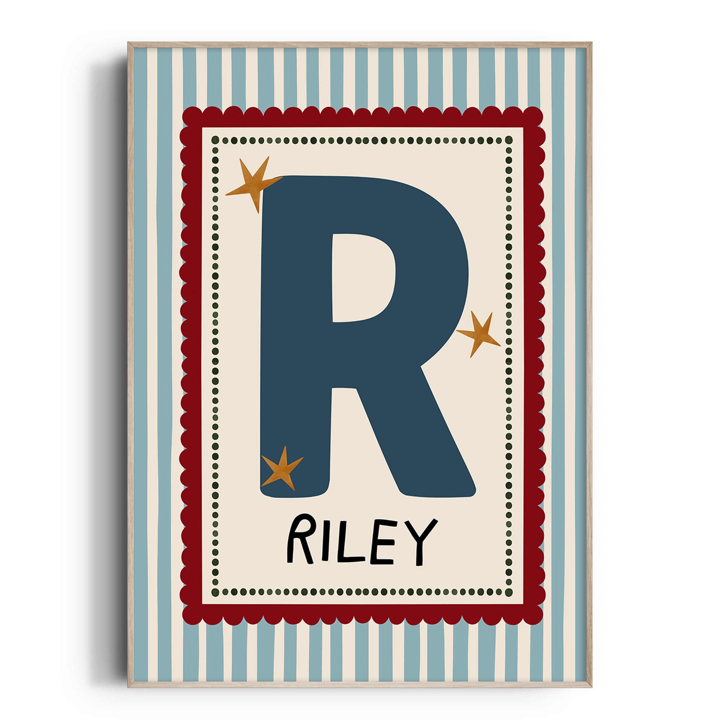 Light Blue Stripe Letter & Name Print