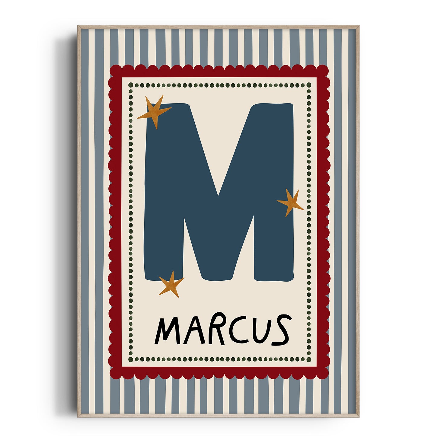 Blue Stripe Letter & Name Print