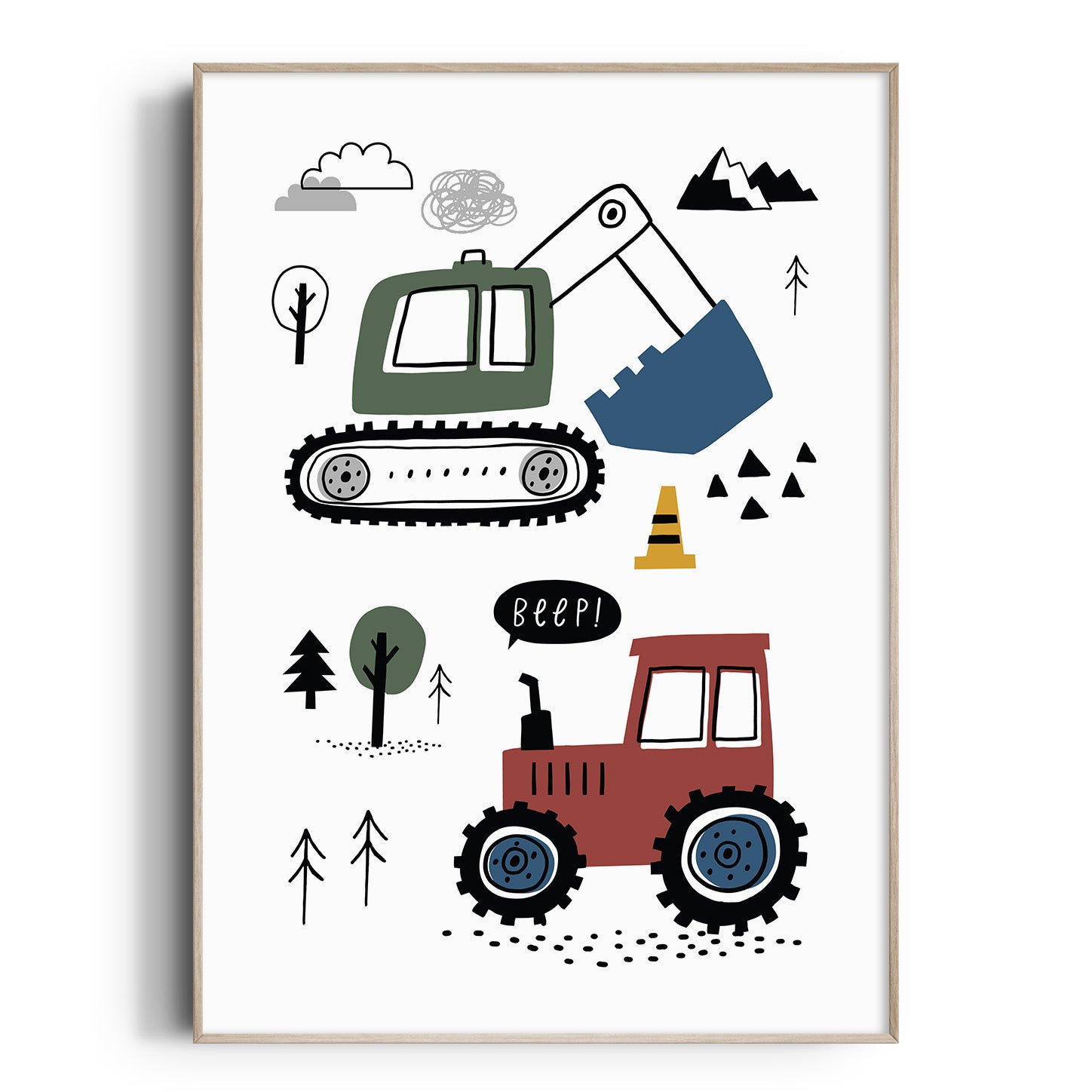 Construction Vehicles Print