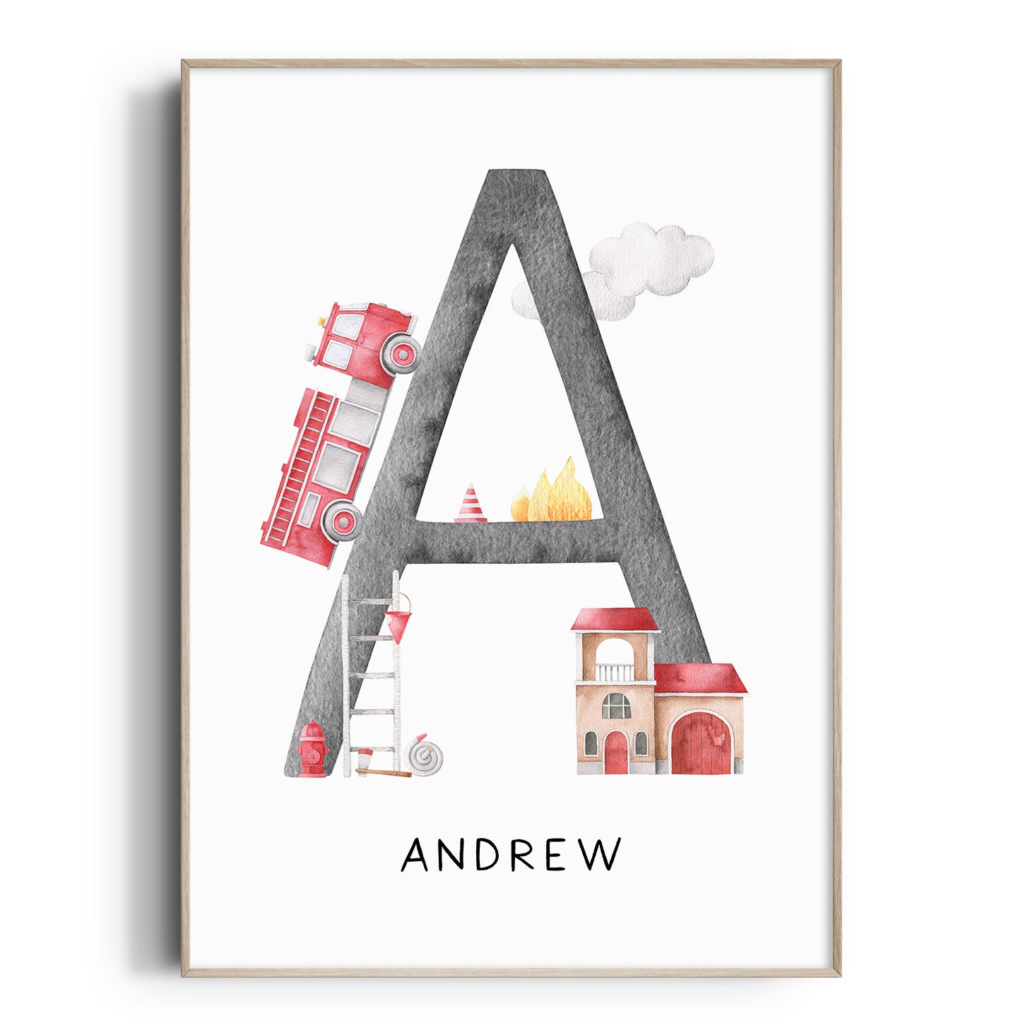 Fire Truck Letter & Name Print
