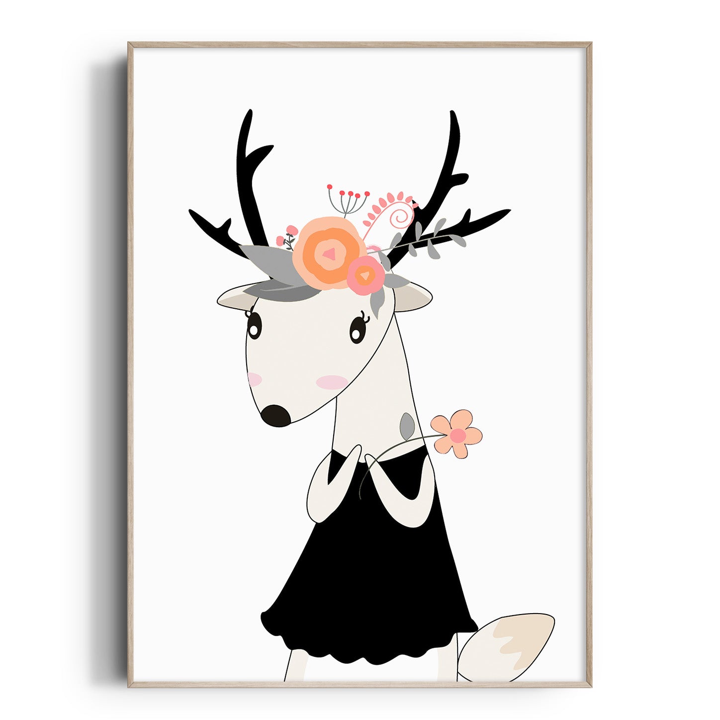 Floral Woodland Deer Print