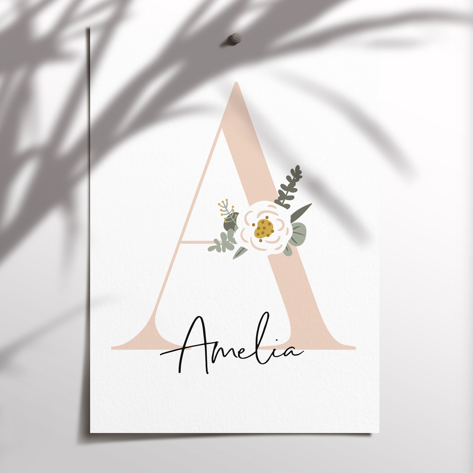 Mermaid, Moon & Name Print