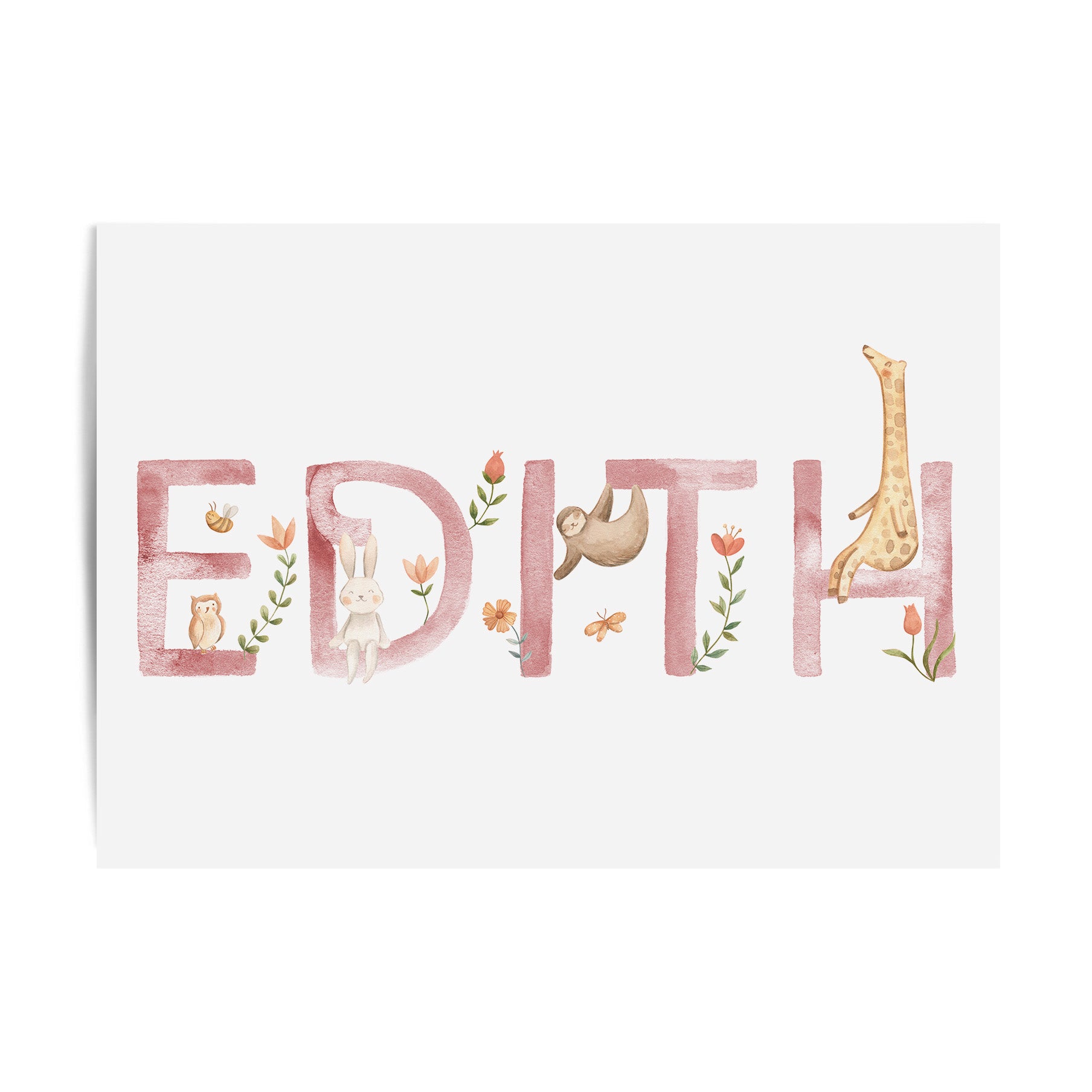 Floral Safari & Jungle Animal Name Print