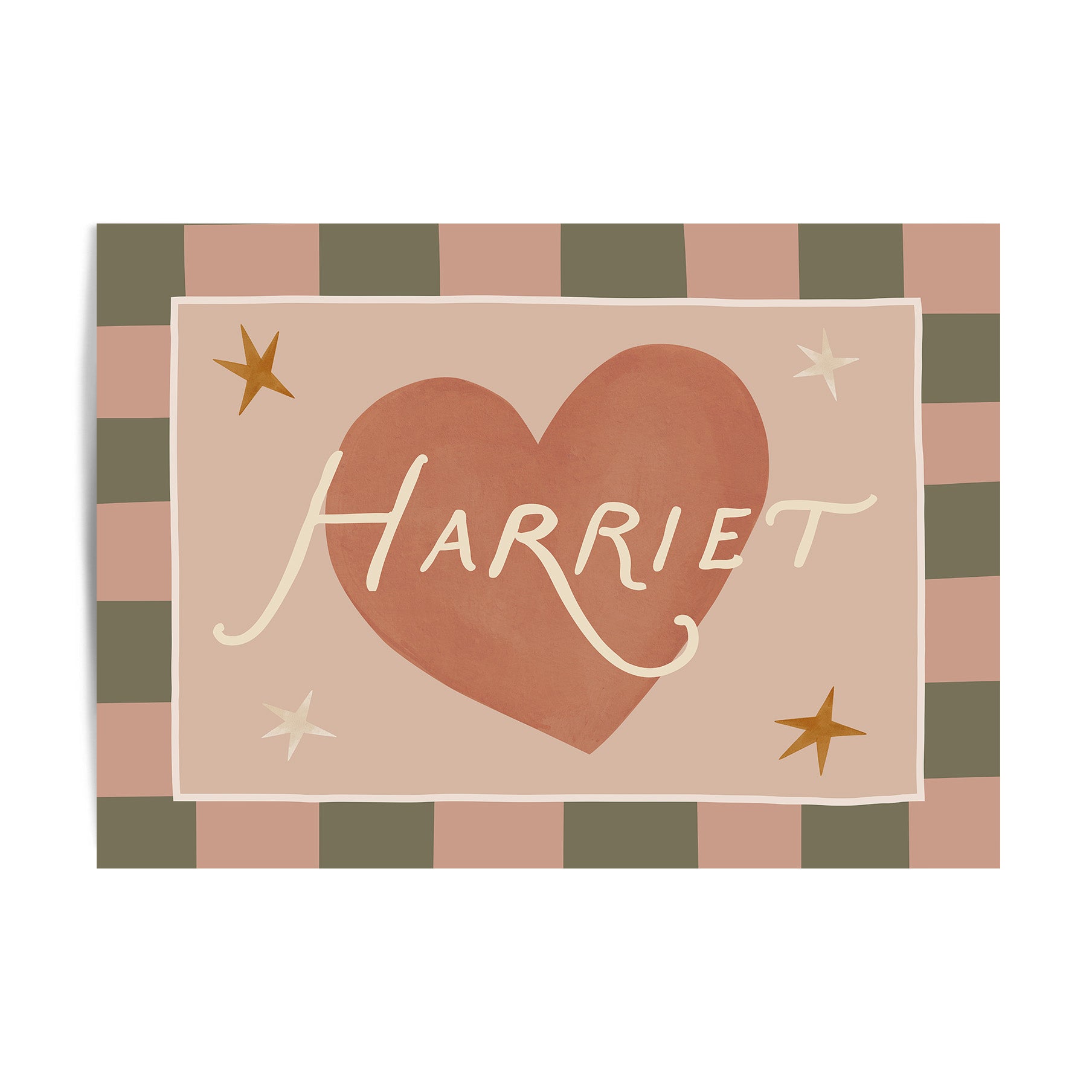 Check Whimsy Heart Name Print