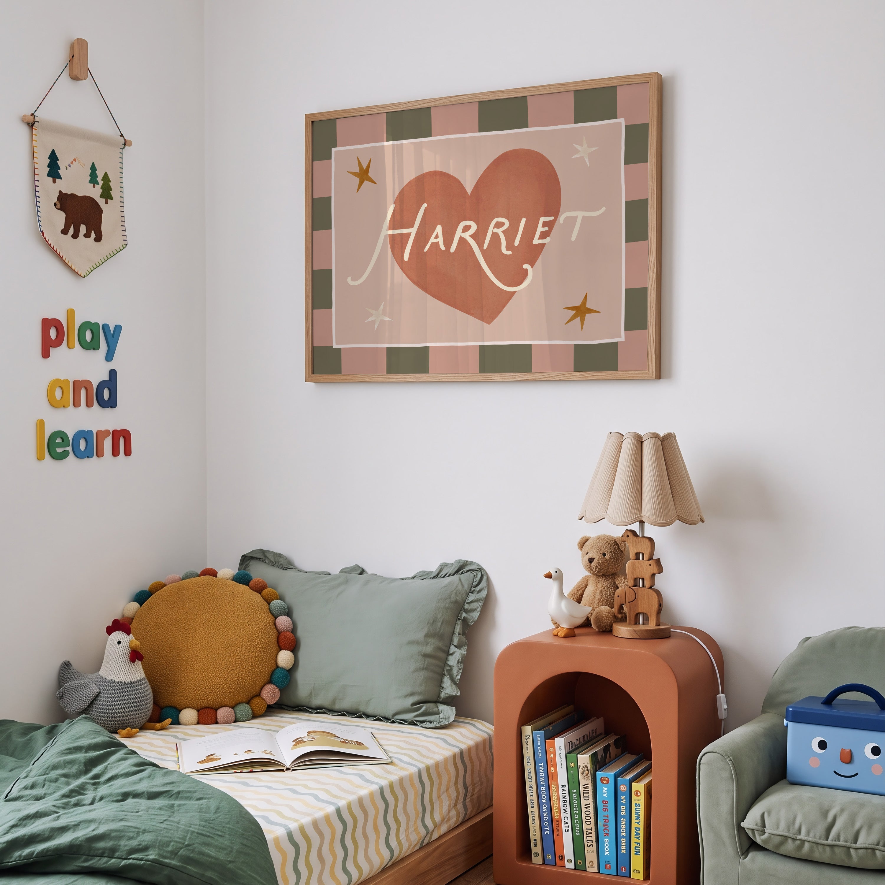 Check Whimsy Heart Name Print
