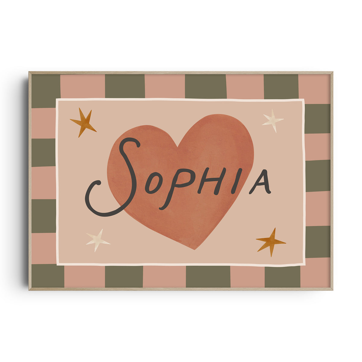 Check Whimsy Heart Name Print