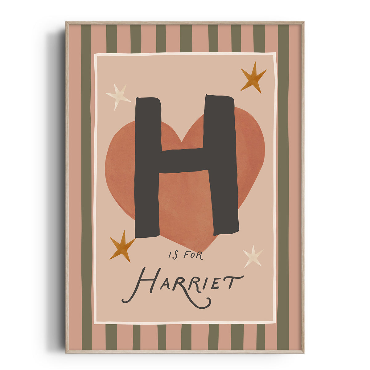 Stripe Whimsy Heart Letter & Name Print