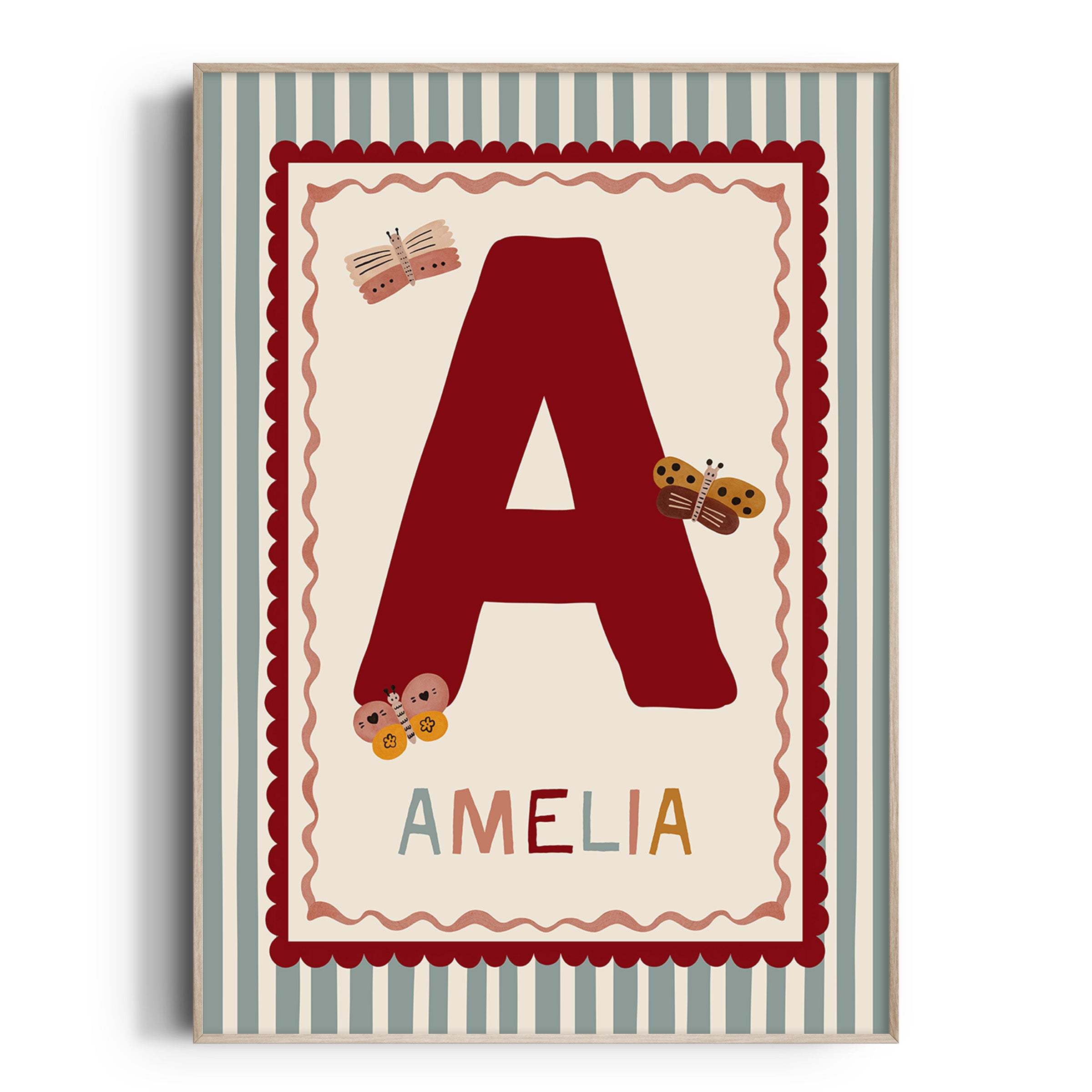 Stripe Butterfly Name & Initial Print