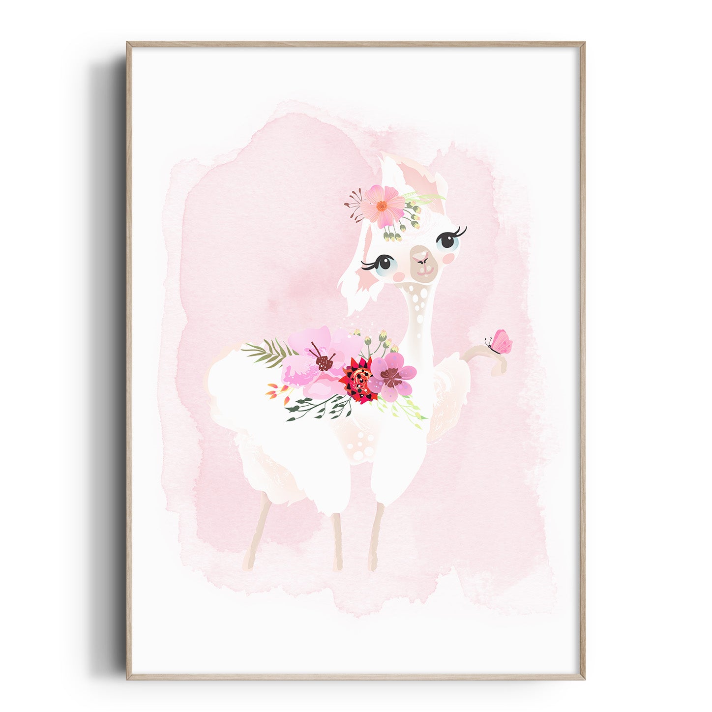 Floral Baby Llama Print