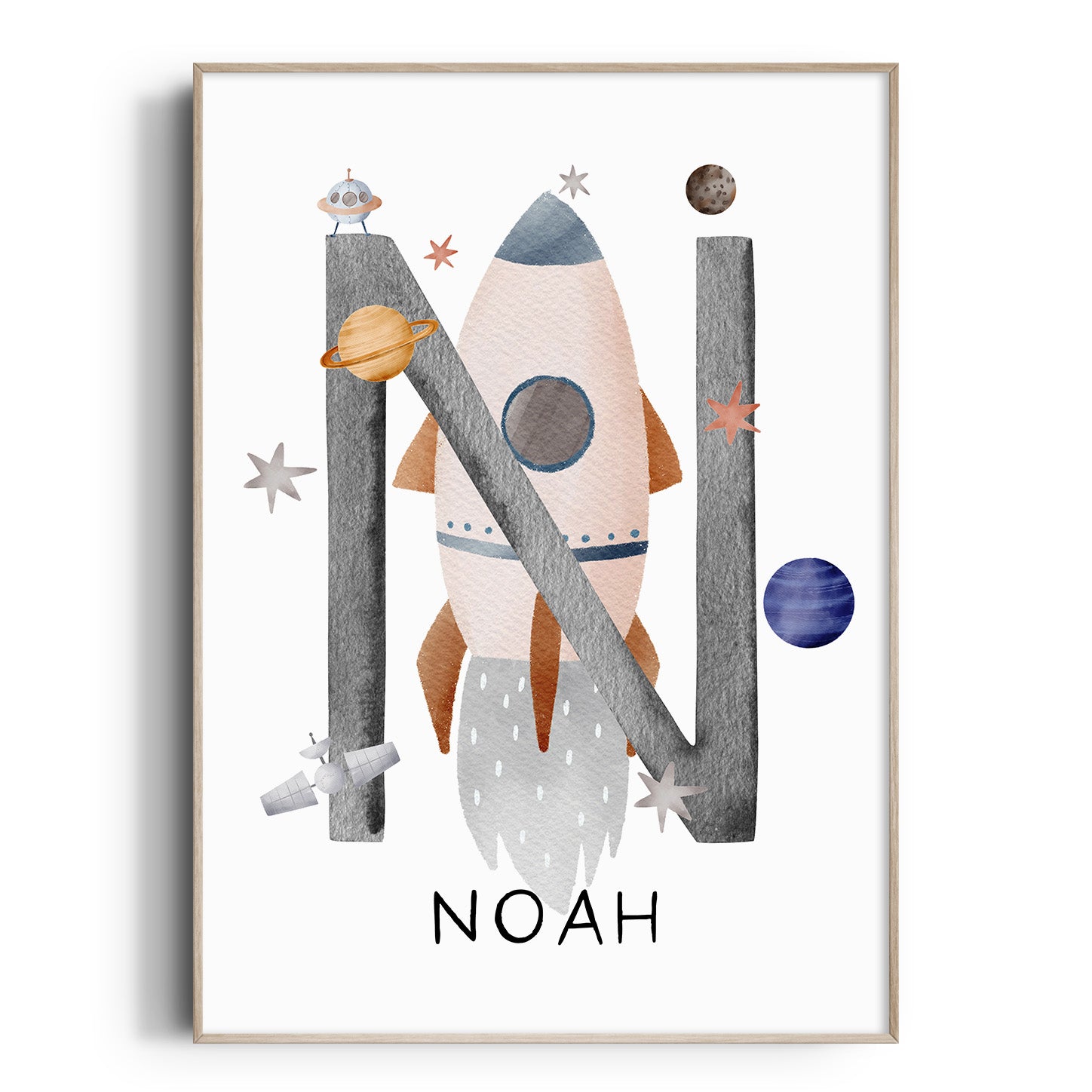 Rocket & Planets Name Print