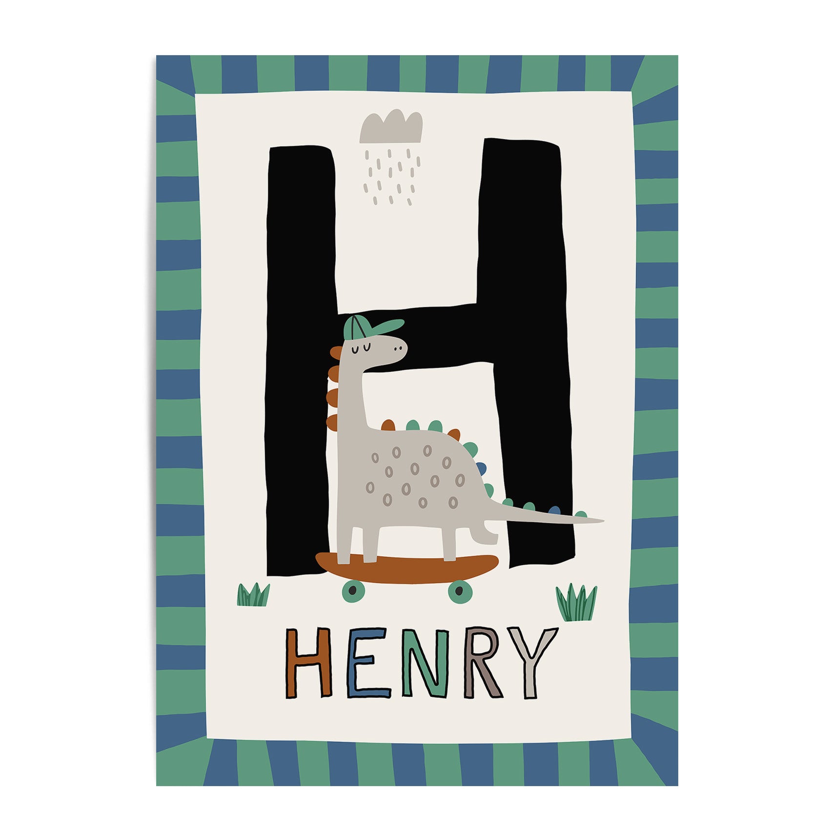 Skater Dinosaur Letter & Name Print