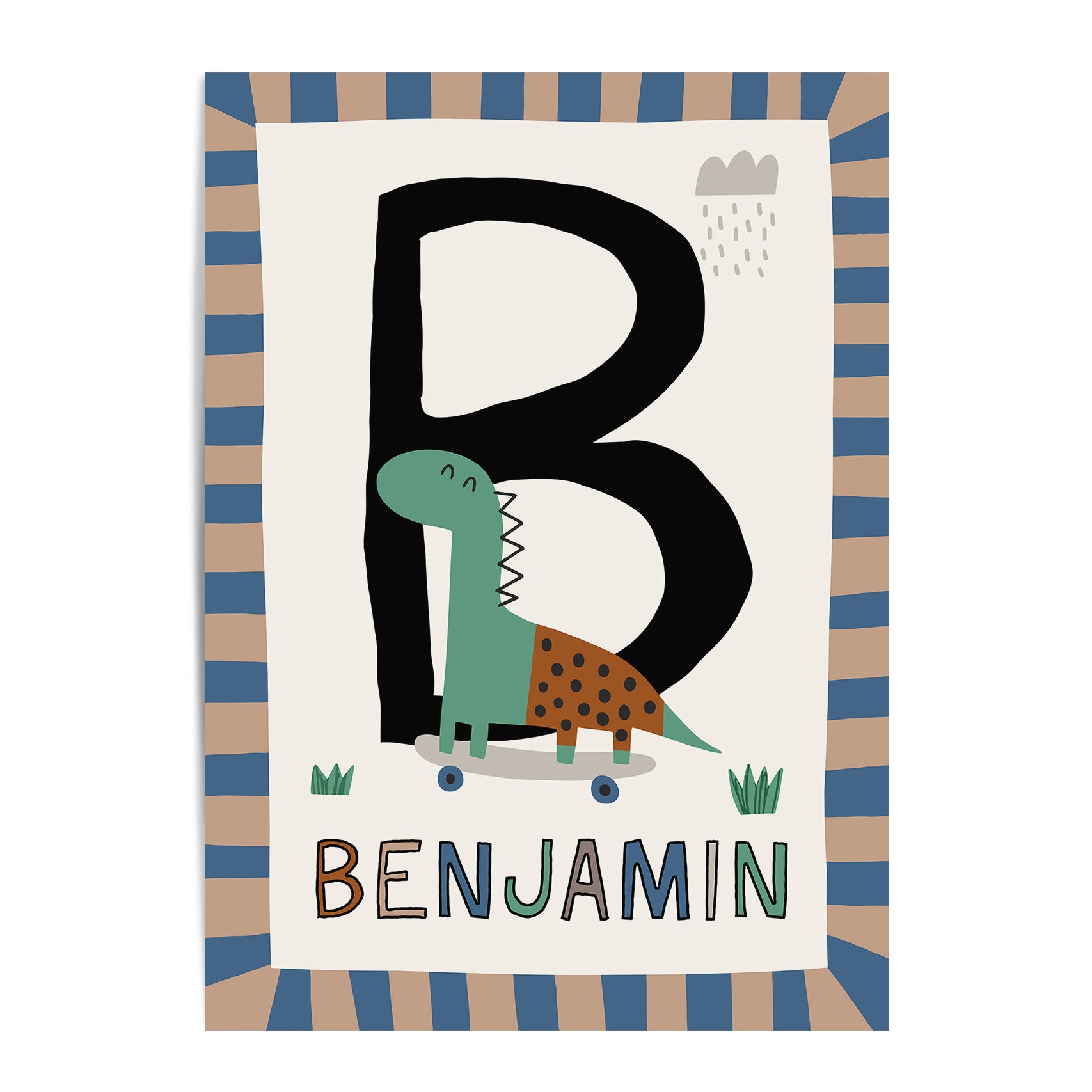Skater Dinosaur Letter & Name Print