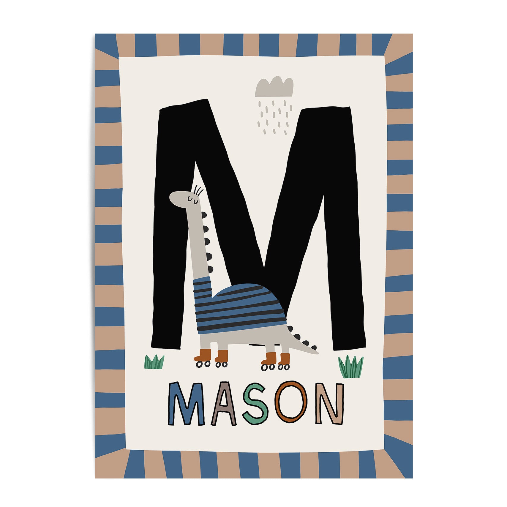 Skater Dinosaur Letter & Name Print