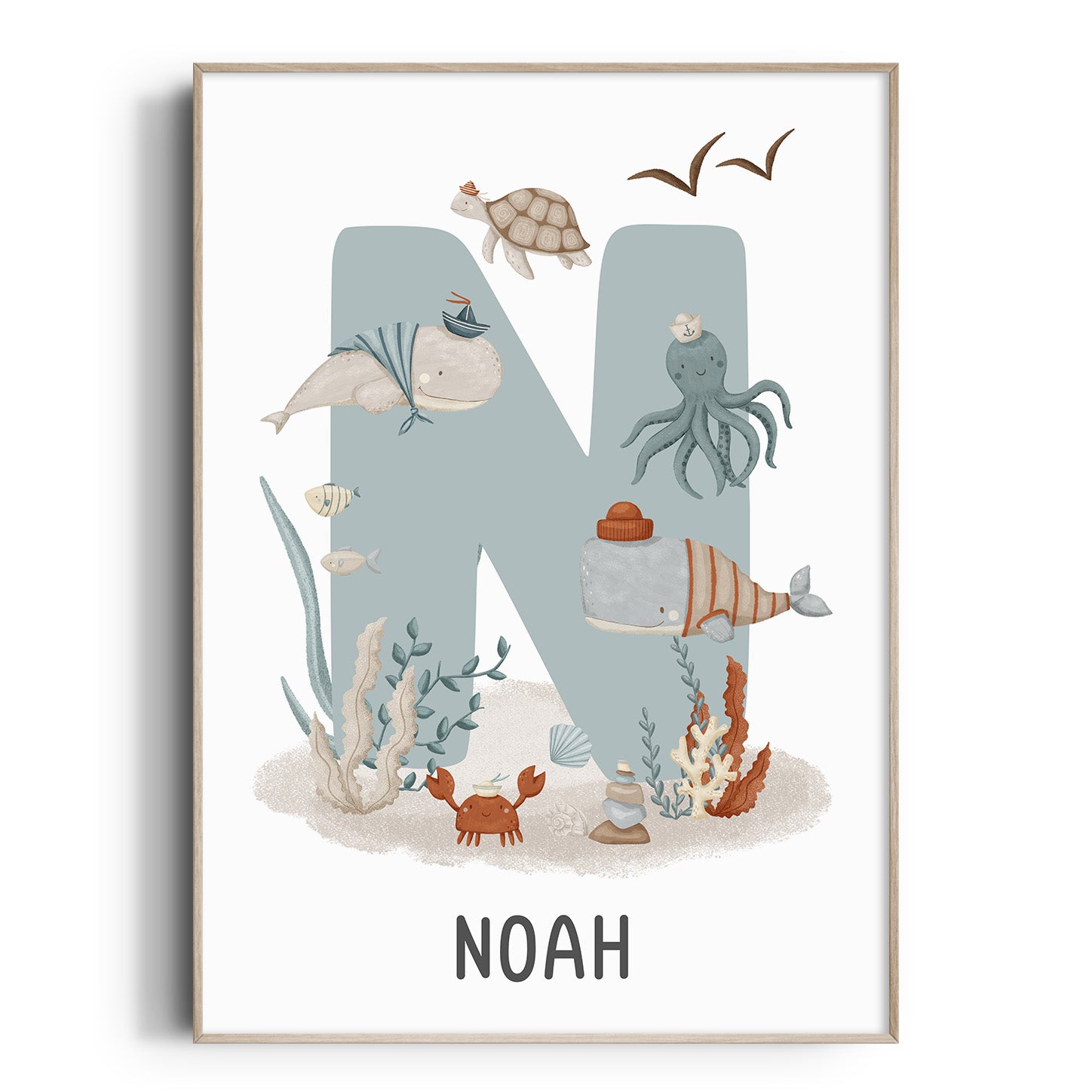 Sea Animals Name & Letter Print