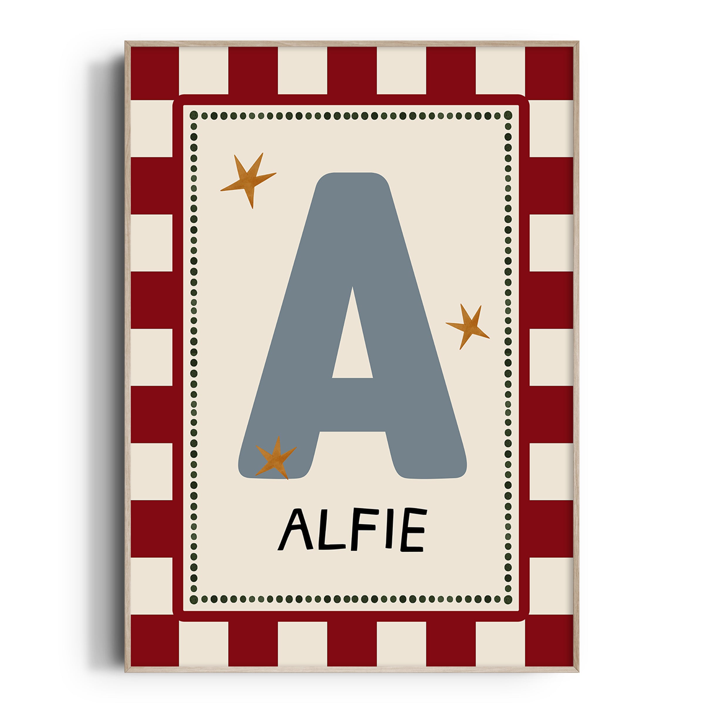 Red Check Letter & Name Print