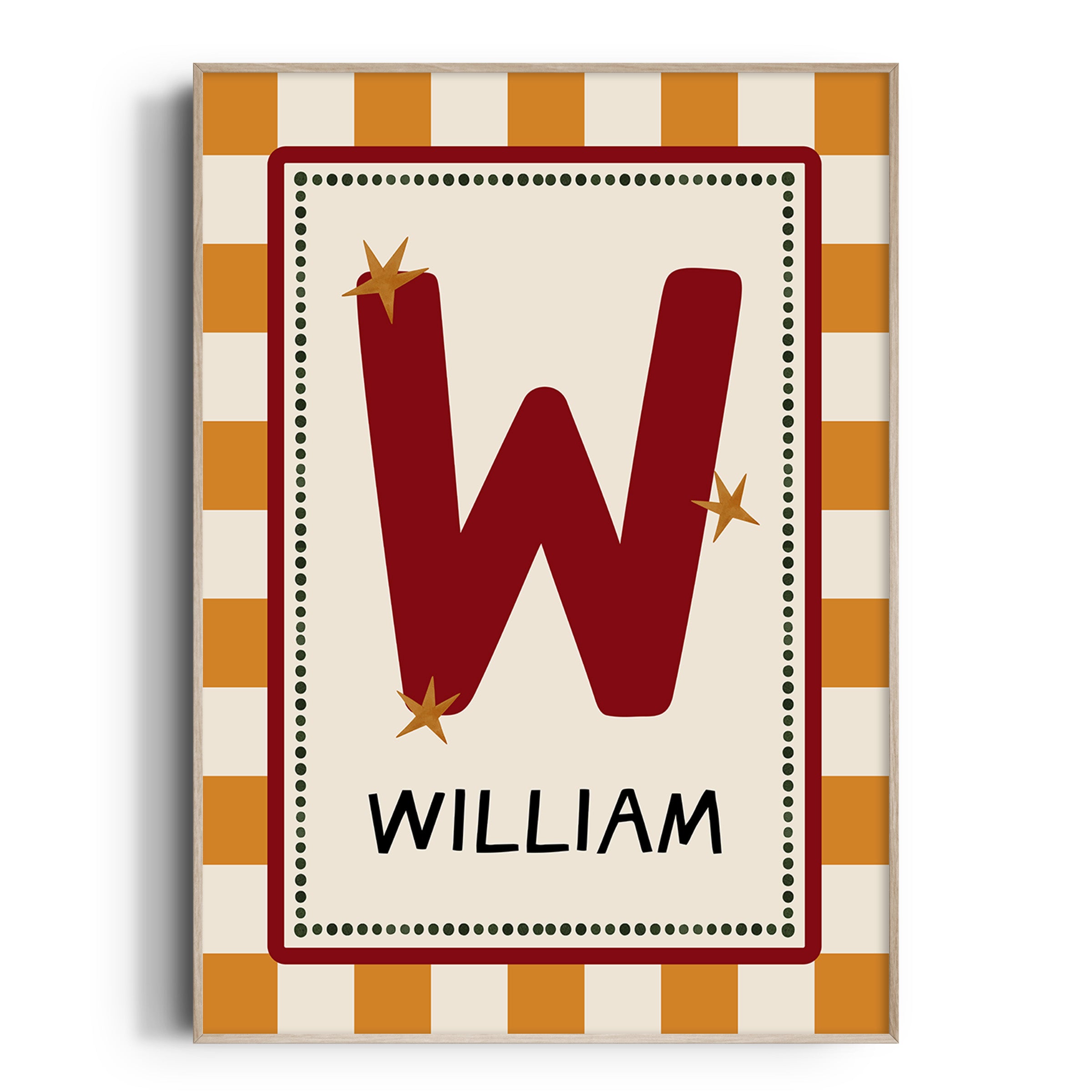 Orange Check Letter & Name Print