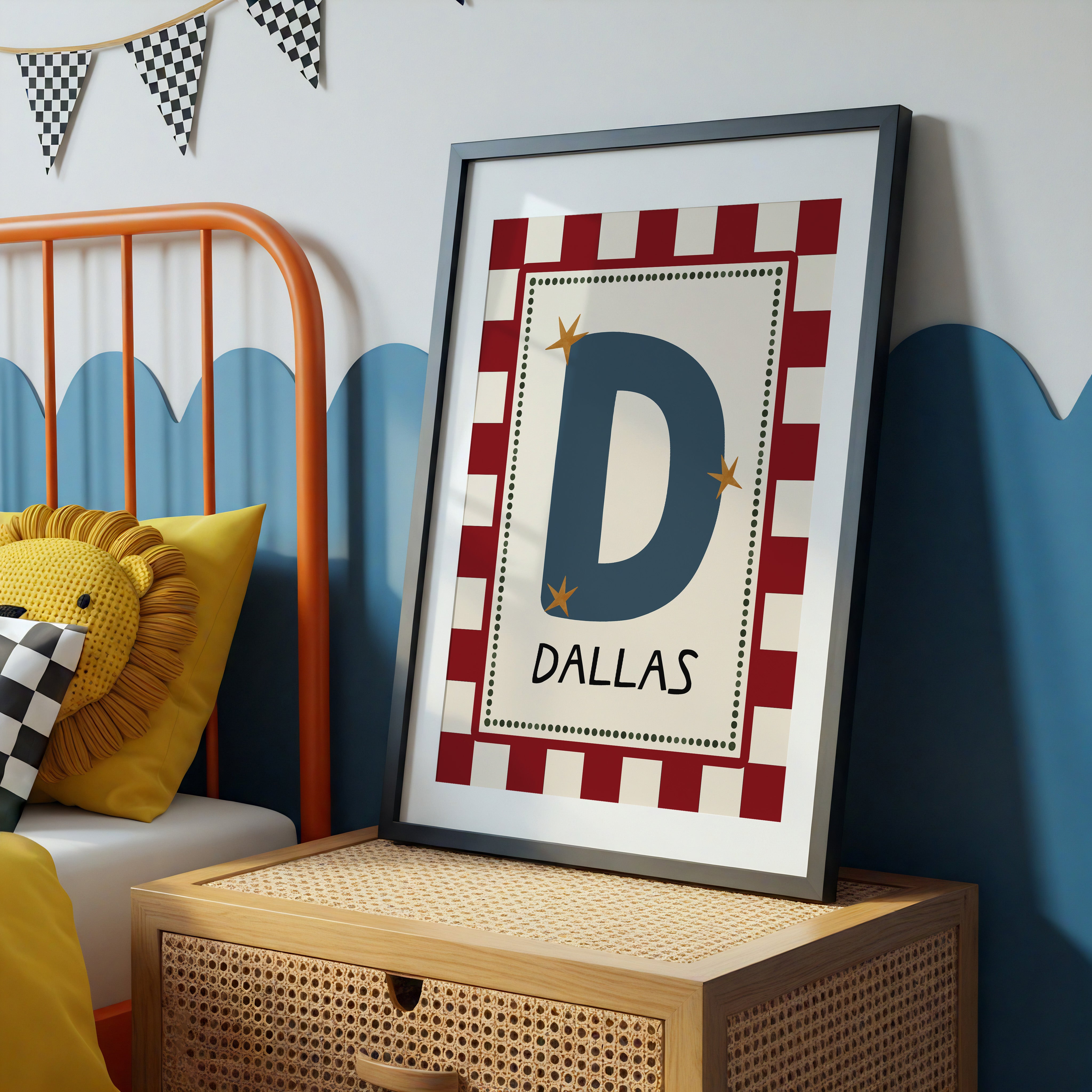 Red Check Letter & Name Print