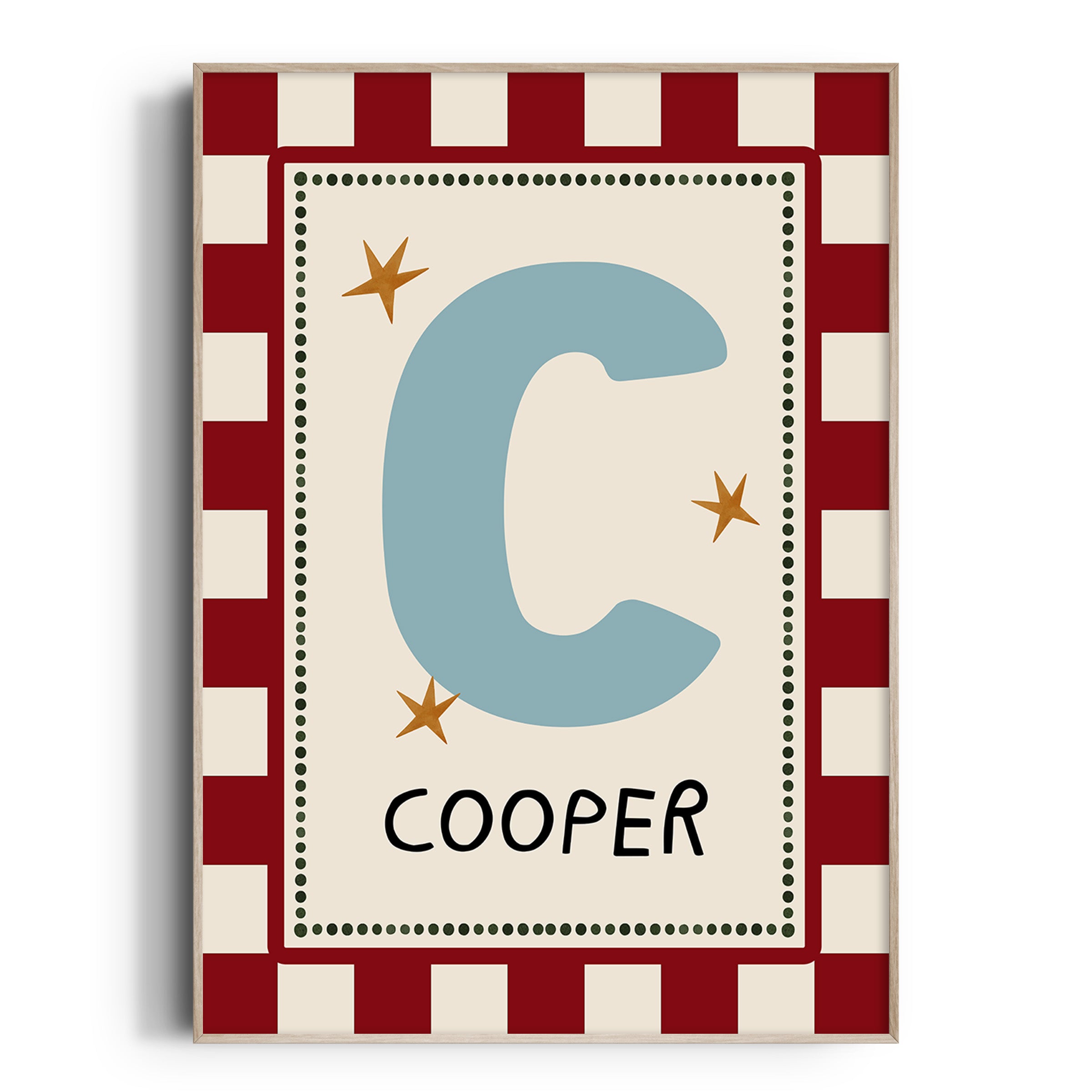 Red Check Letter & Name Print