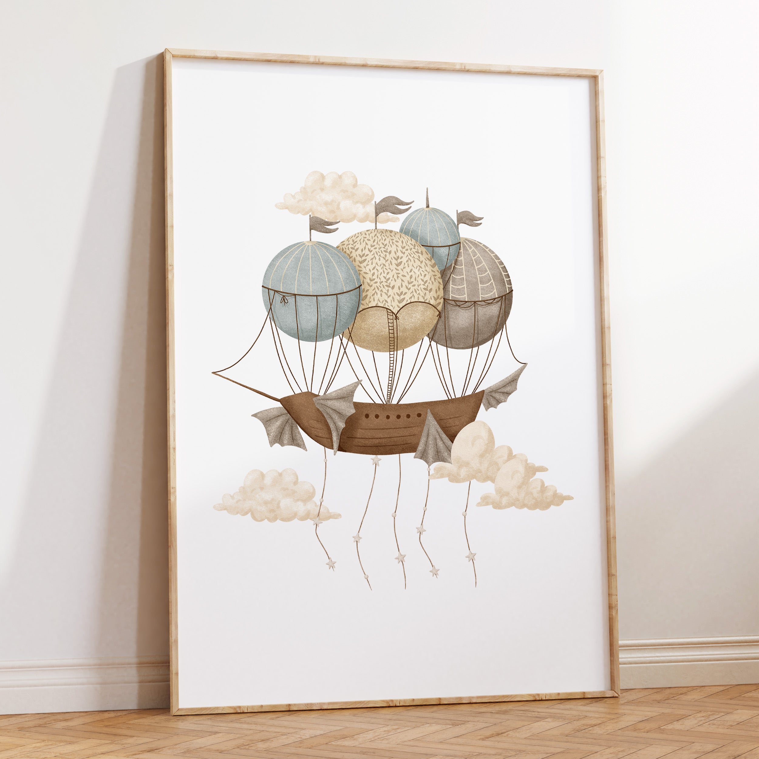 Hot Air Balloon Ship Print