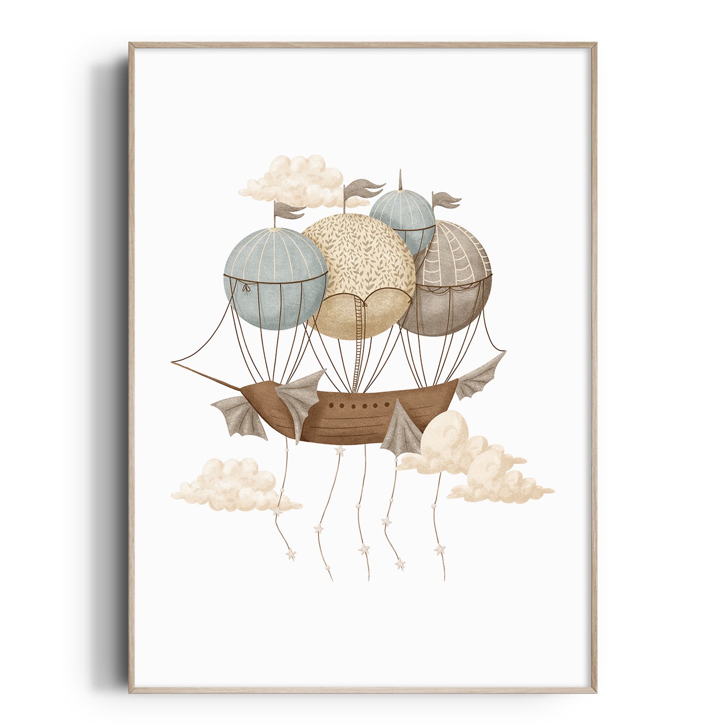 Hot Air Balloon Ship Print