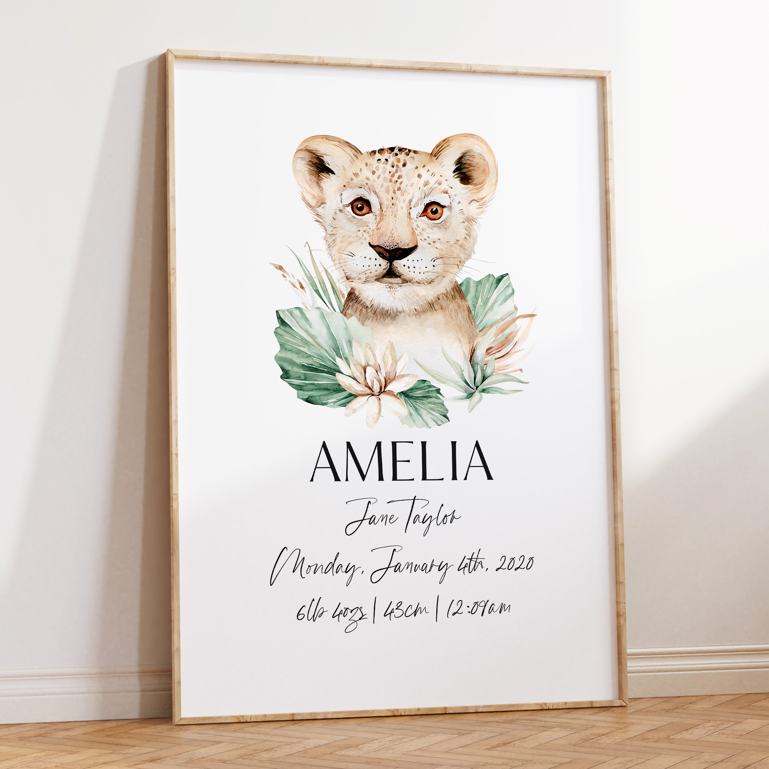 Safari Lion Birth Print