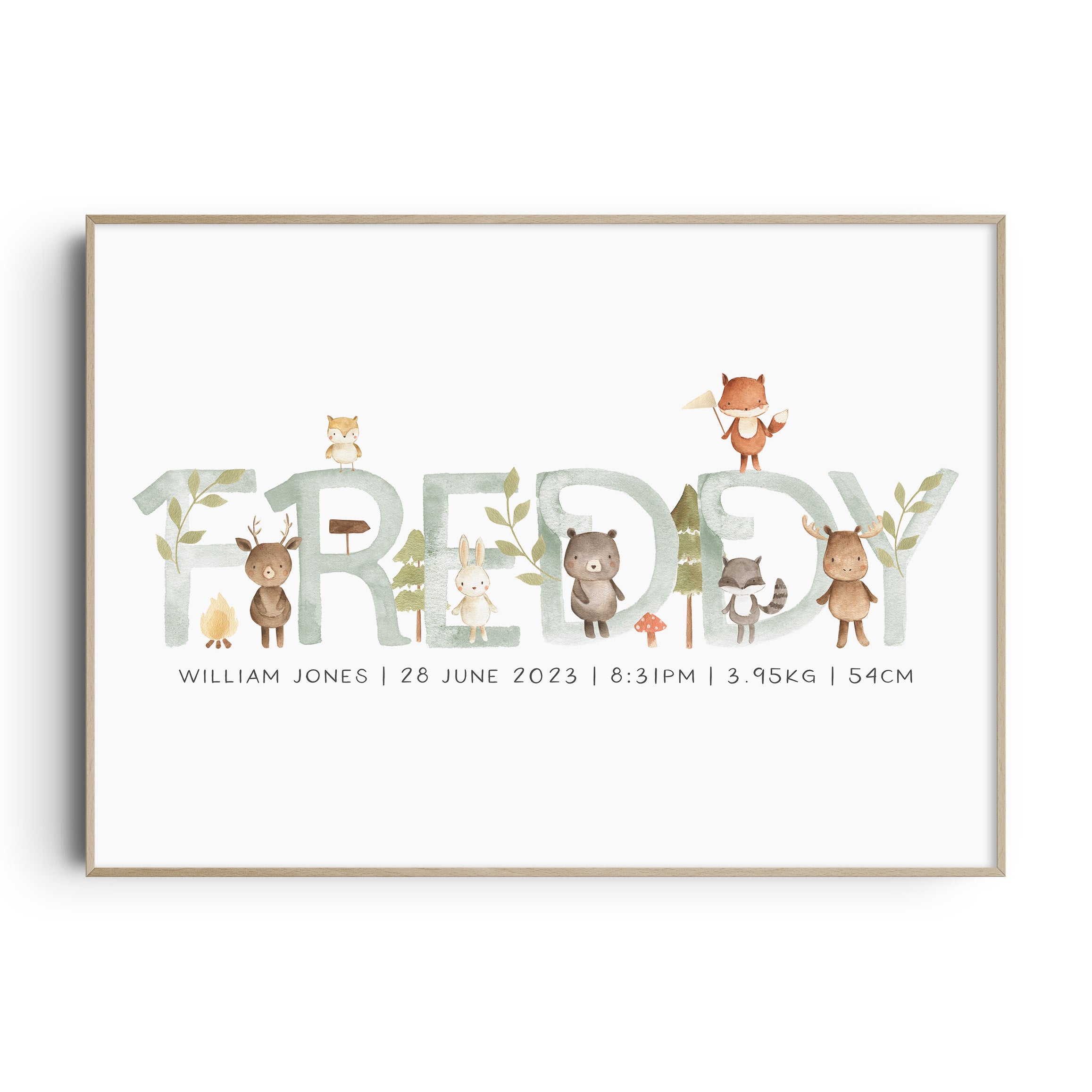 Woodland Animal Name Print