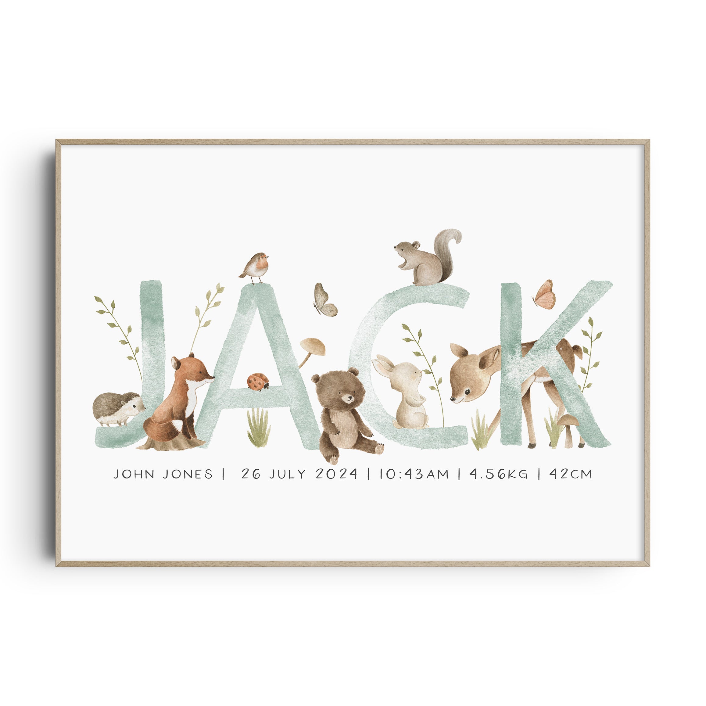 Woodland Forest Name & Birth Print